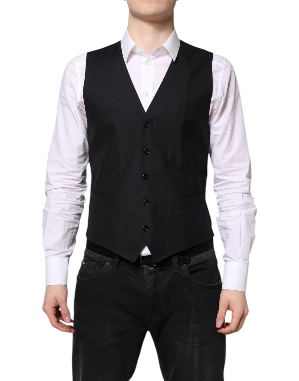 Dolce & Gabbana Gilet Noir en Laine Robe Gilet Formel
