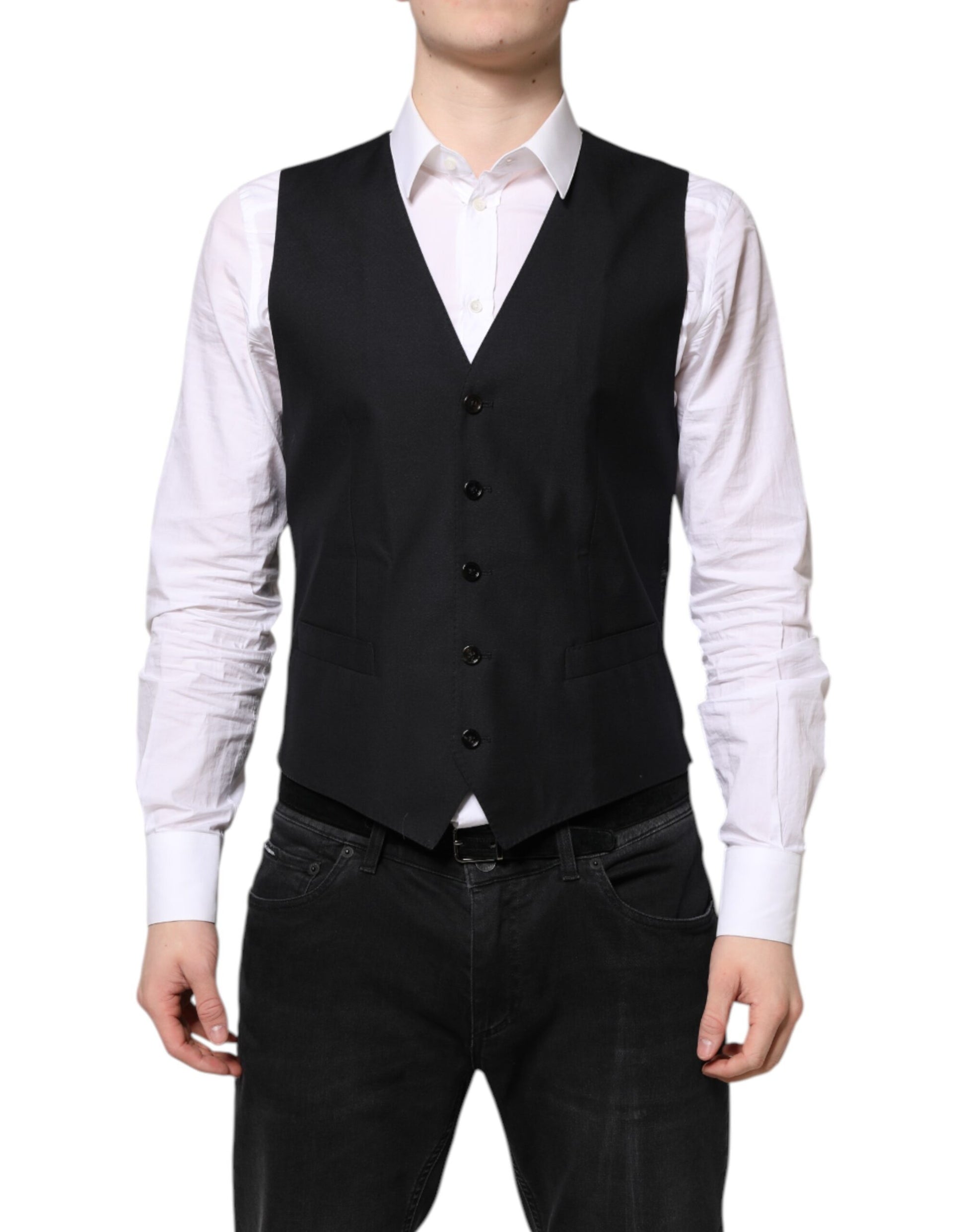 Dolce & Gabbana Gilet Noir en Laine Robe Gilet Formel