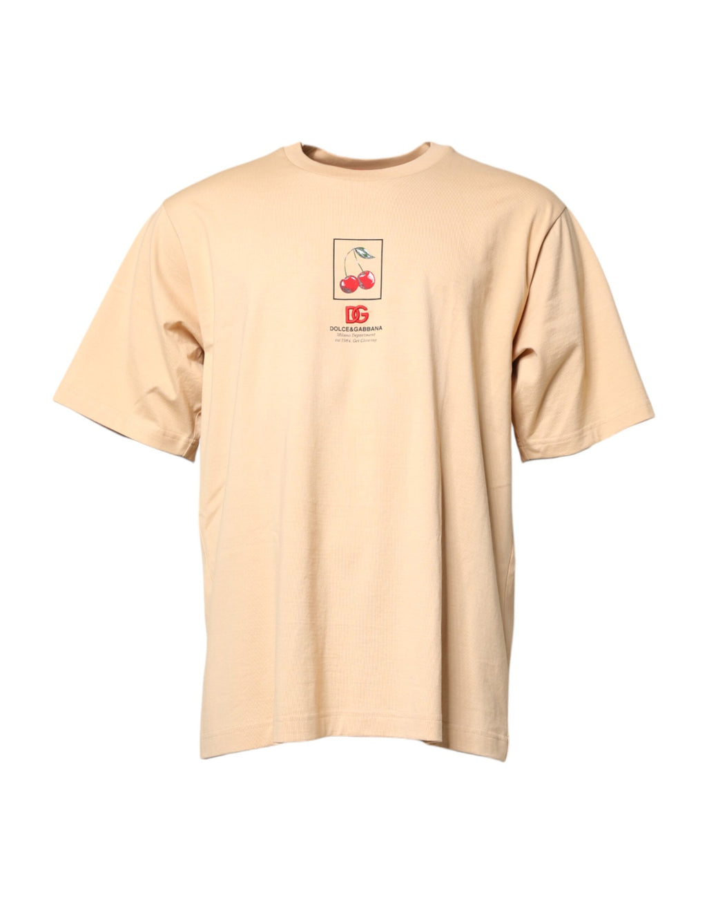 T-shirt Dolce & Gabbana en coton beige avec logo imprimé et col ras du cou
