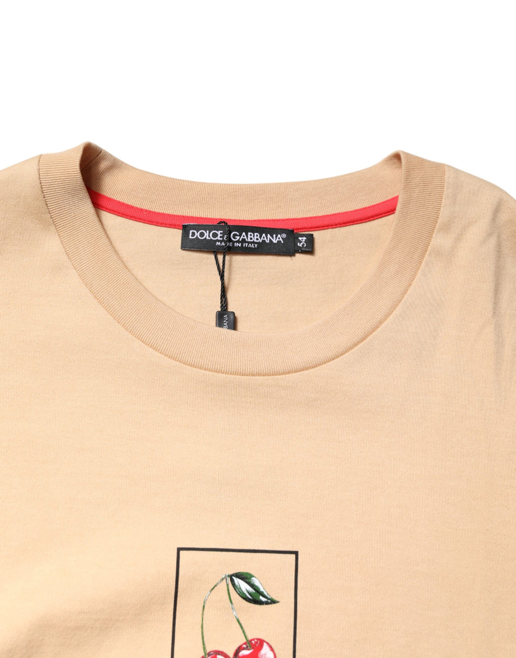 T-shirt Dolce & Gabbana en coton beige avec logo imprimé et col ras du cou