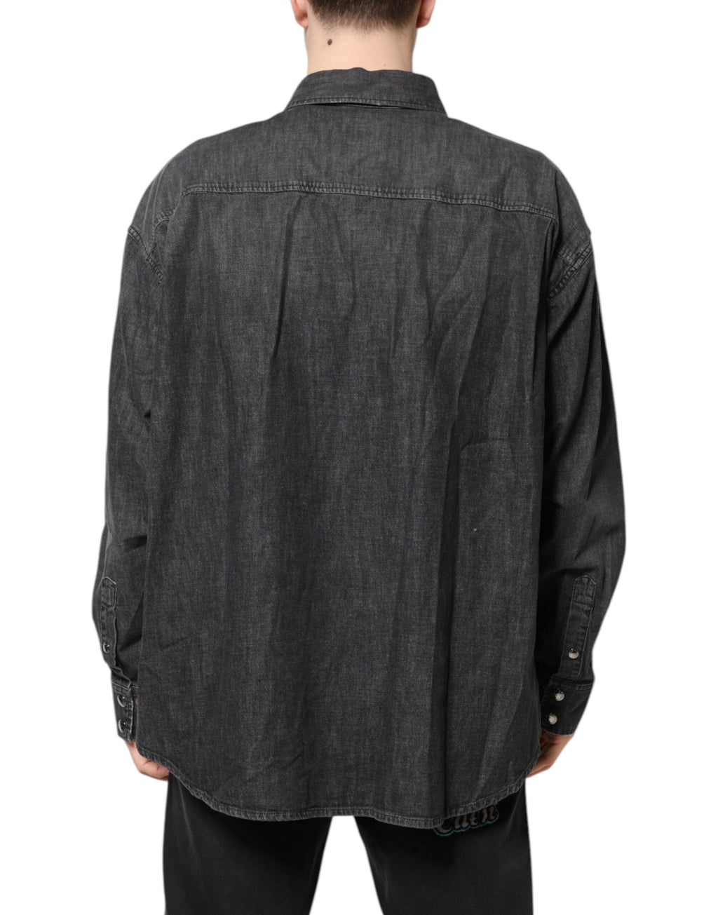 Chemise en jean Dolce & Gabbana gris à manches longues et boutonnée