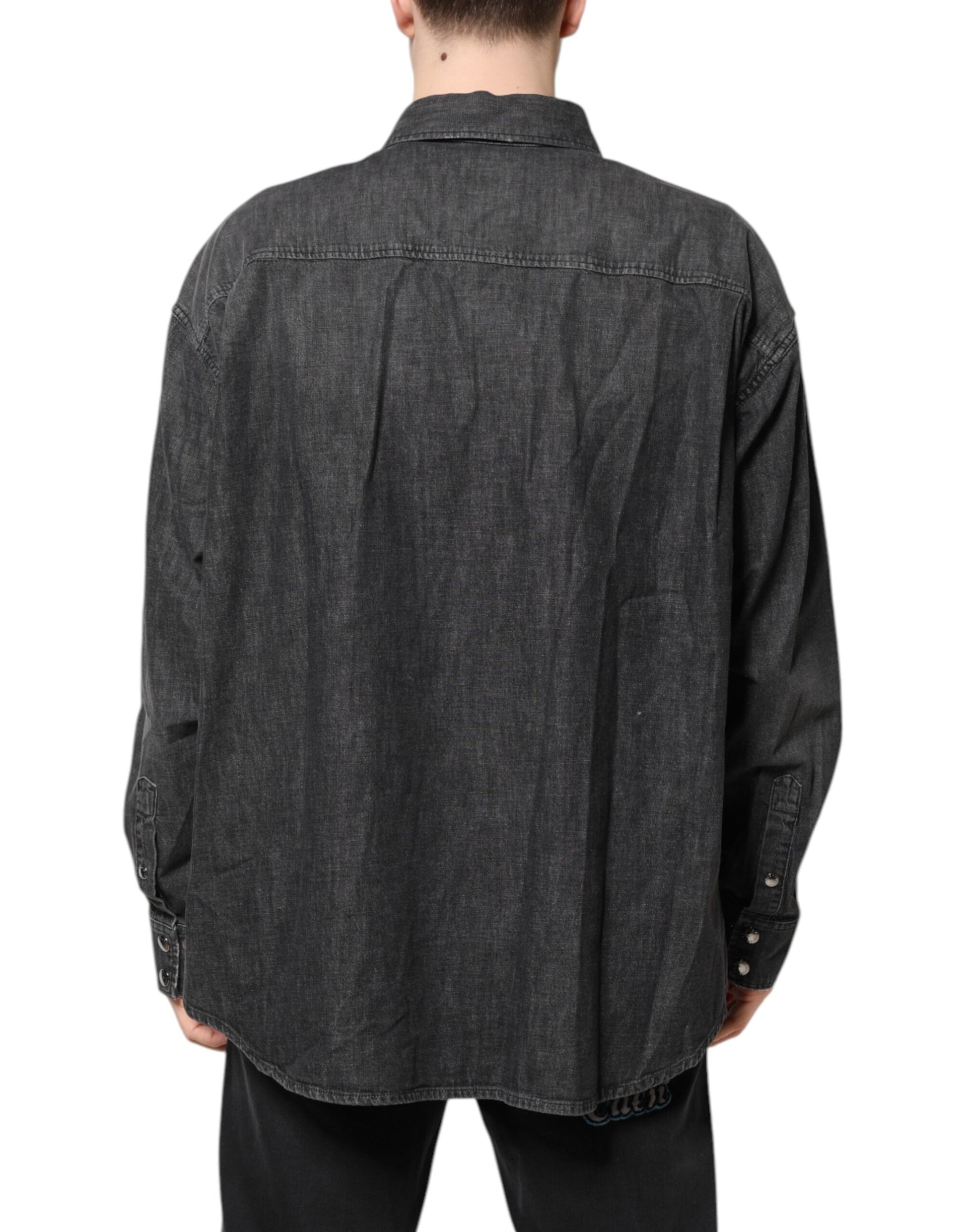 Chemise en jean Dolce & Gabbana gris à manches longues et boutonnée