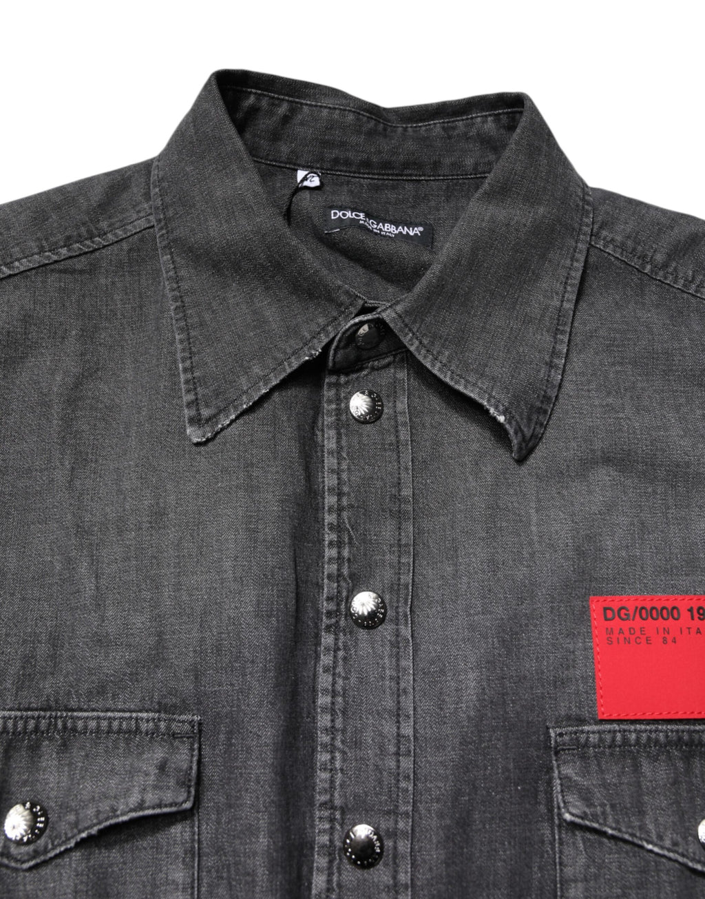 Chemise en jean Dolce & Gabbana gris à manches longues et boutonnée