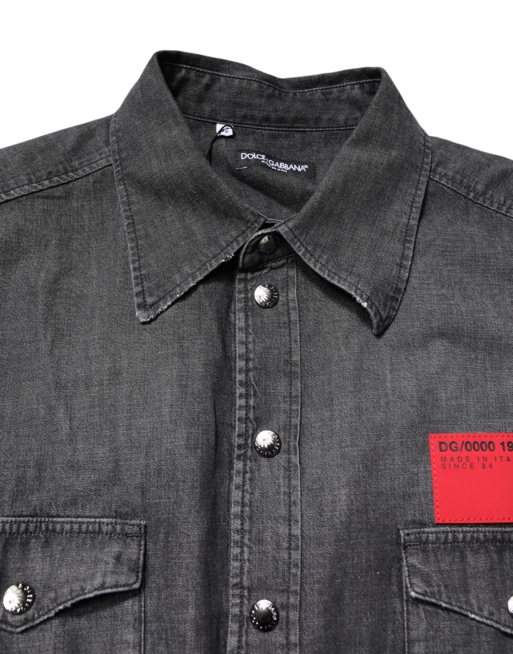Chemise en jean Dolce & Gabbana gris à manches longues et boutonnée