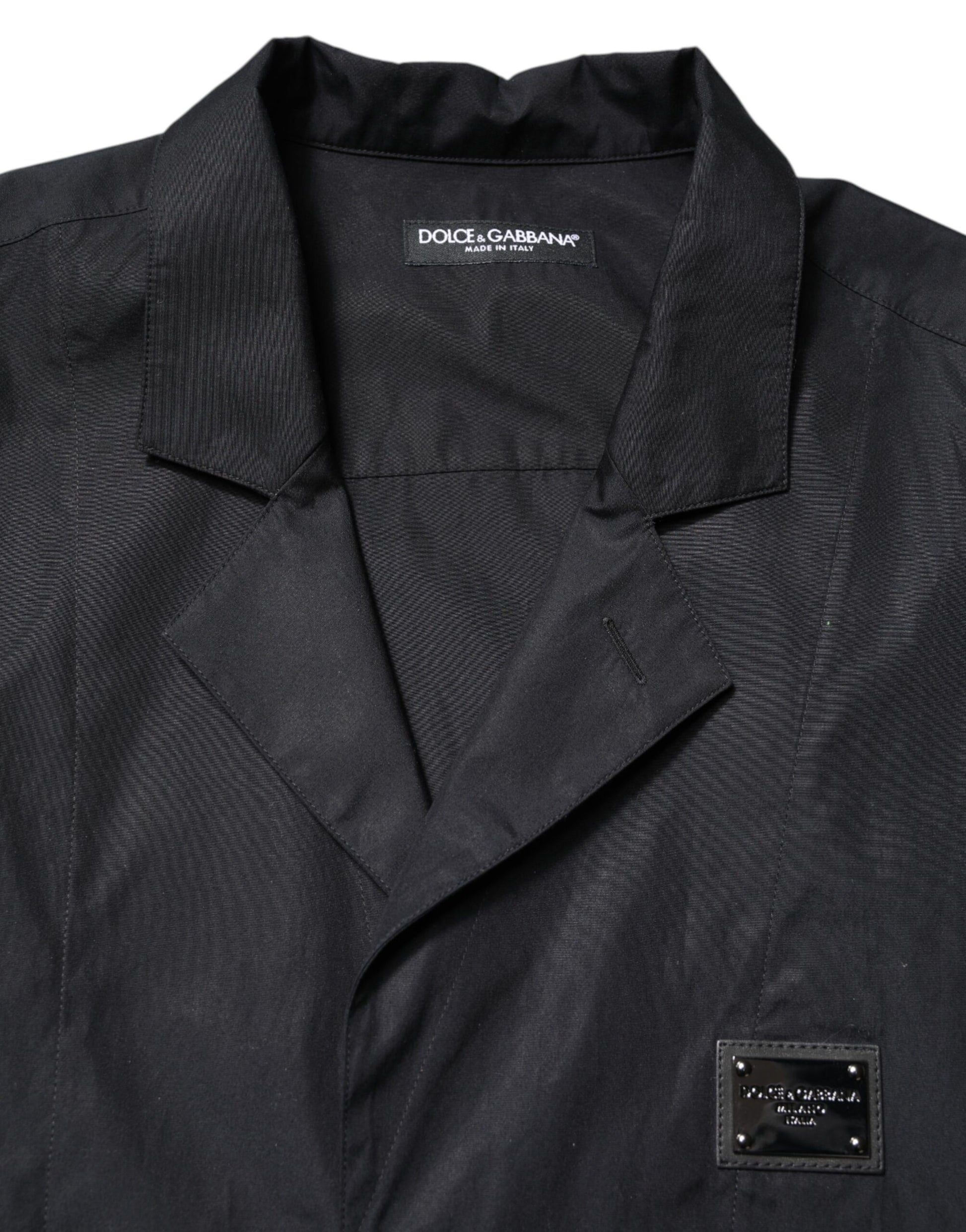 Dolce & Gabbana Black Short Sleeves Button Down Casual Shirt