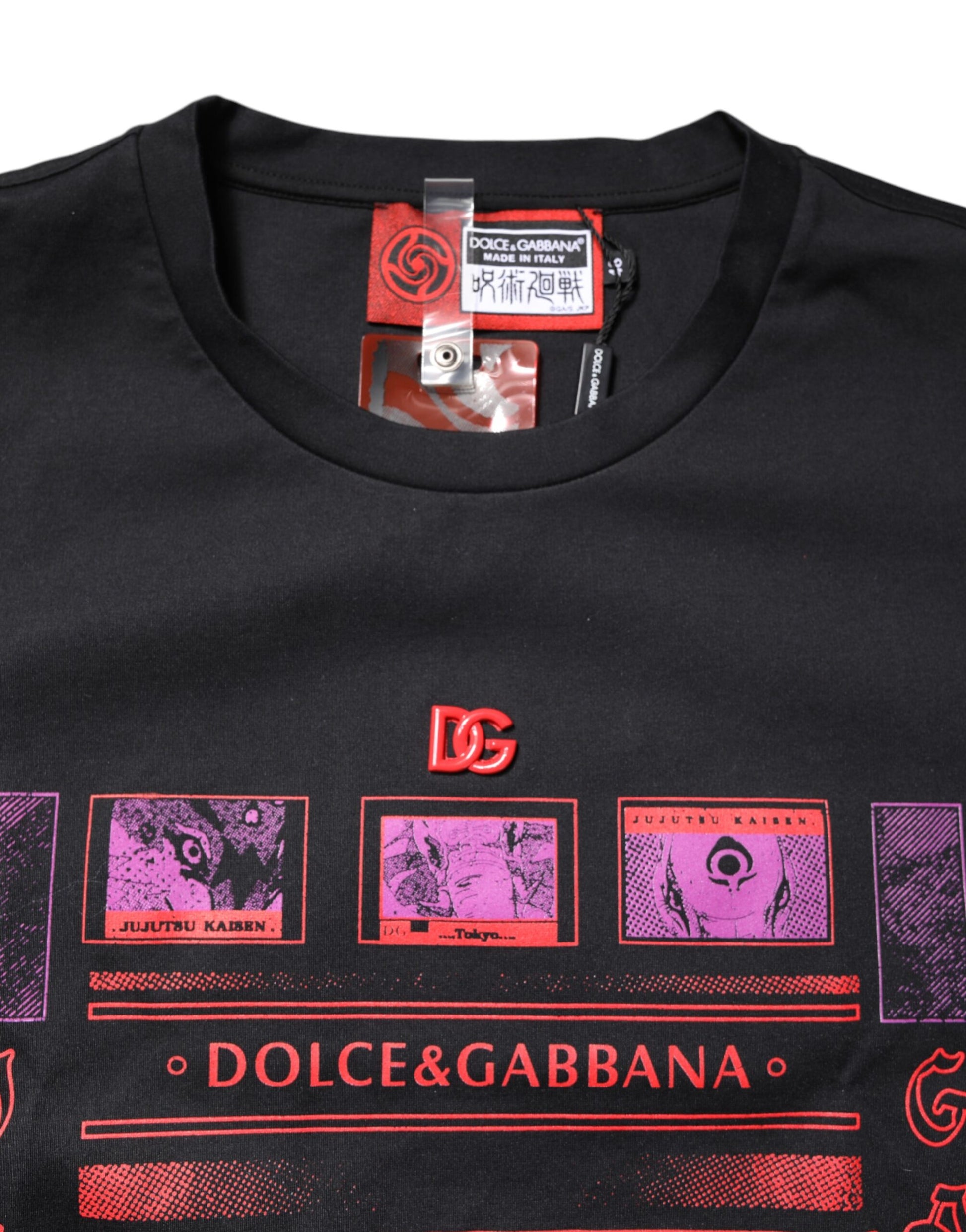 T-shirt Dolce & Gabbana noir en coton à col rond et imprimé graphique