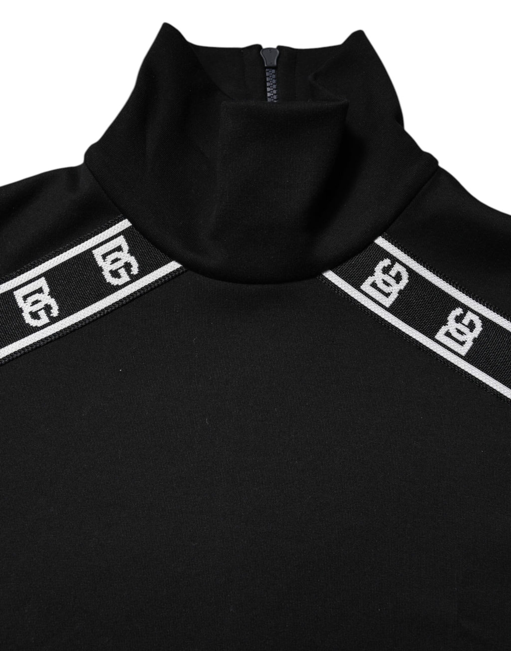 Dolce & Gabbana Black Cotton DG Print Turtleneck T-shirt