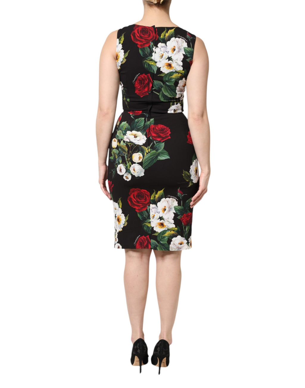 Robe fourreau sans manches Dolce & Gabbana noire à imprimé floral