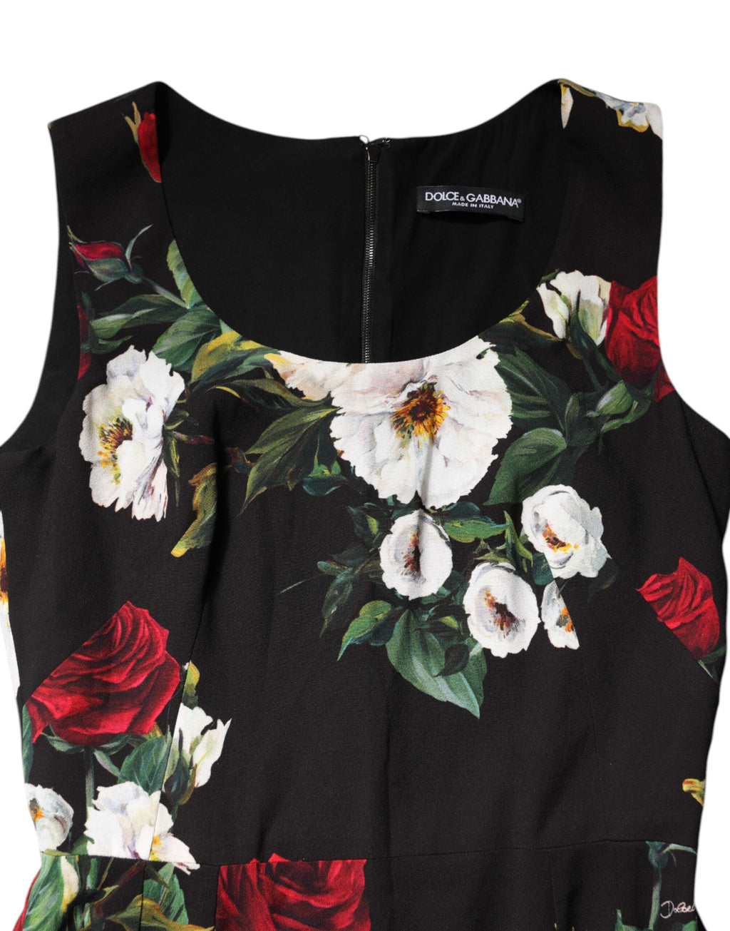 Robe fourreau sans manches Dolce & Gabbana noire à imprimé floral