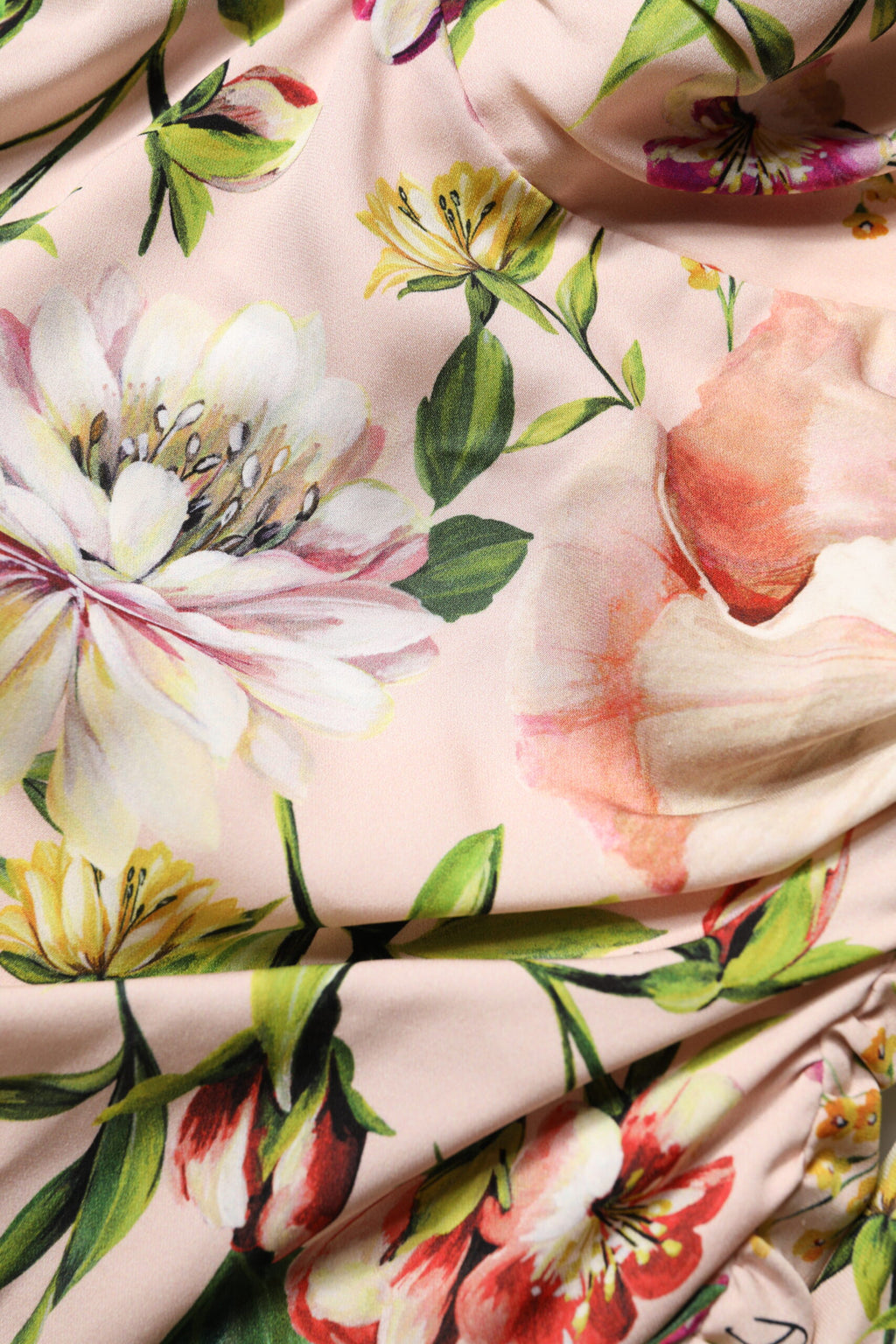 Robe midi évasée en soie à imprimé floral rose Dolce & Gabbana