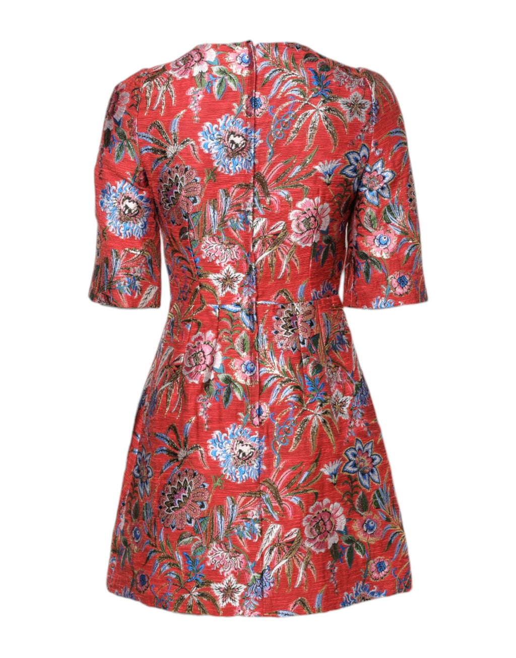 Mini-robe évasée en jacquard floral rouge Dolce & Gabbana