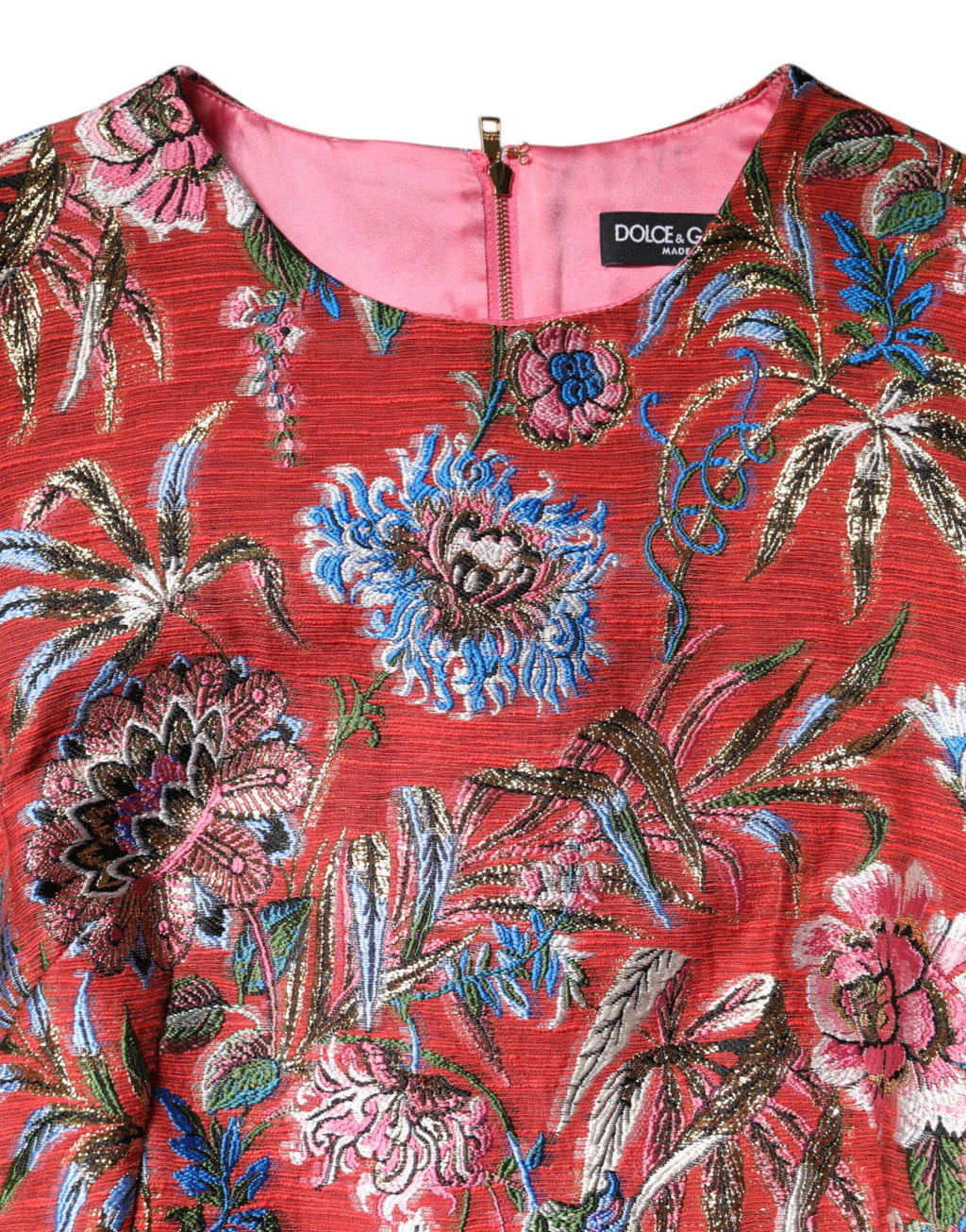 Mini-robe évasée en jacquard floral rouge Dolce & Gabbana