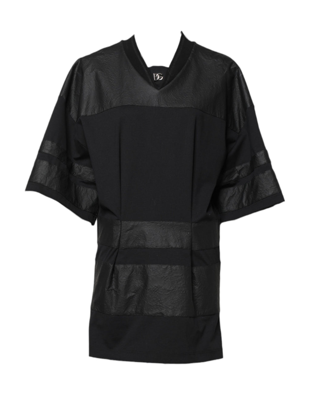T-shirt col V manches courtes en coton noir Dolce & Gabbana