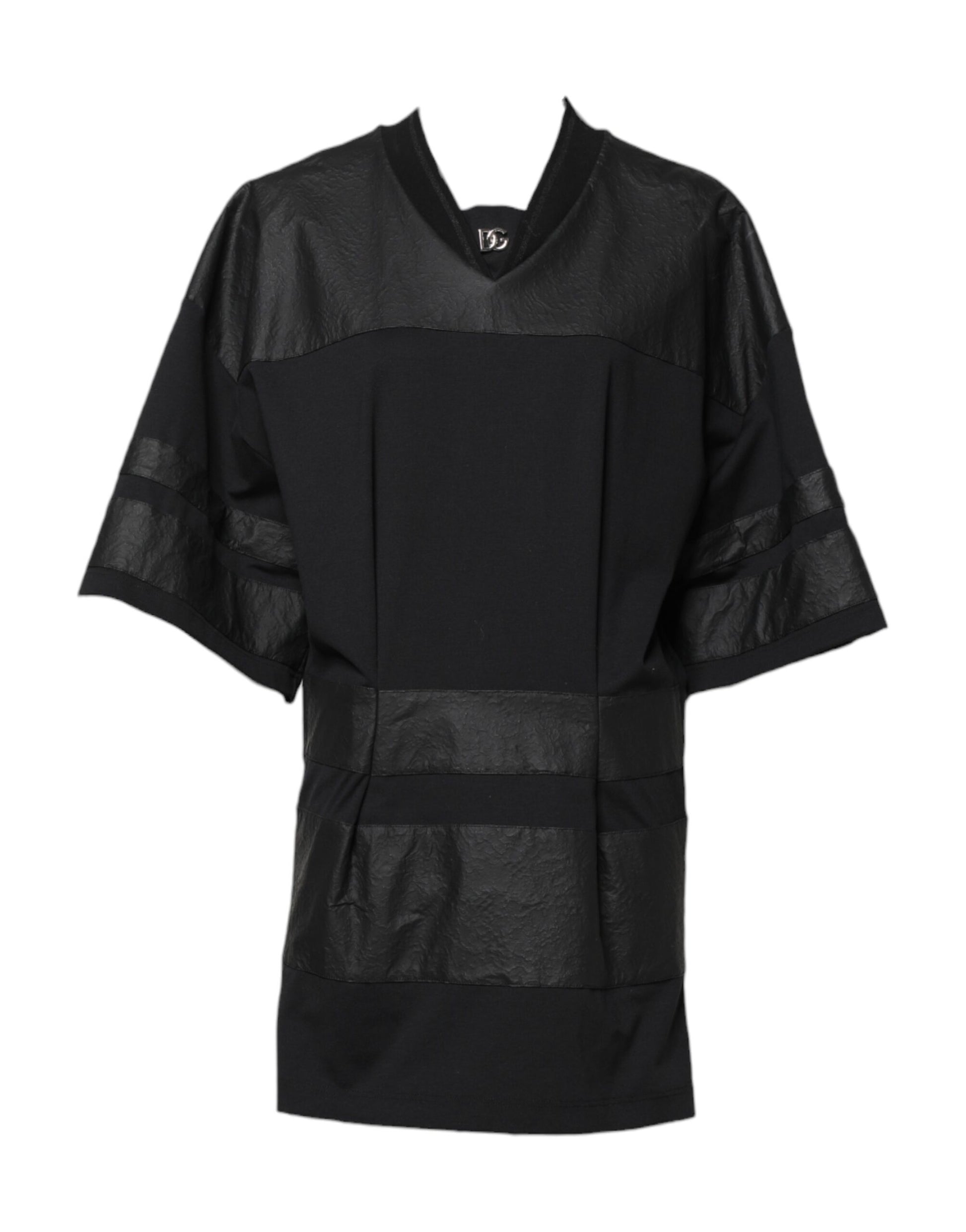 T-shirt col V manches courtes en coton noir Dolce & Gabbana