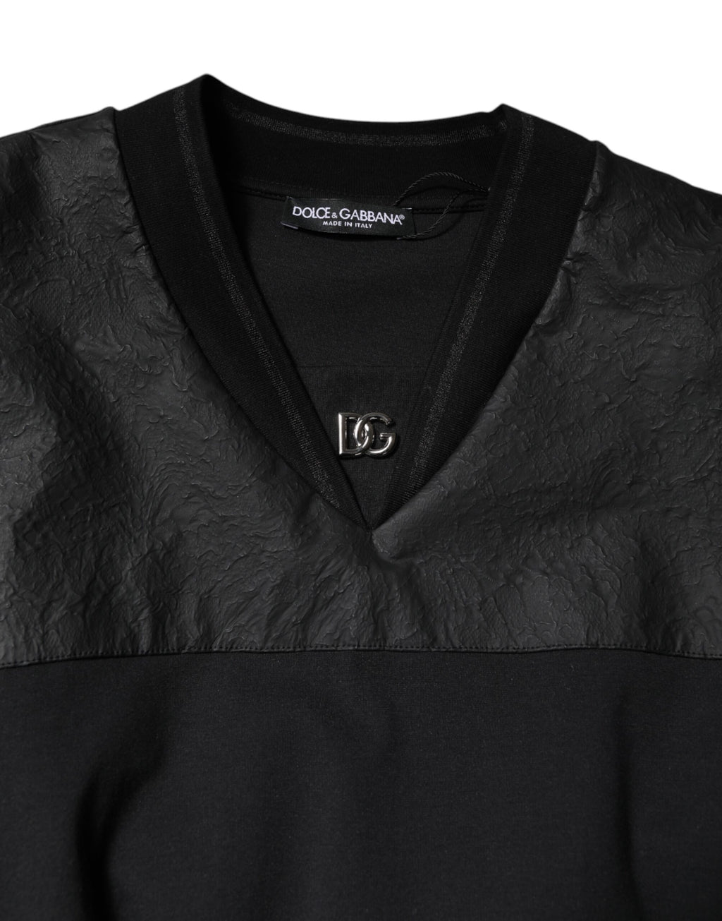 T-shirt col V manches courtes en coton noir Dolce & Gabbana