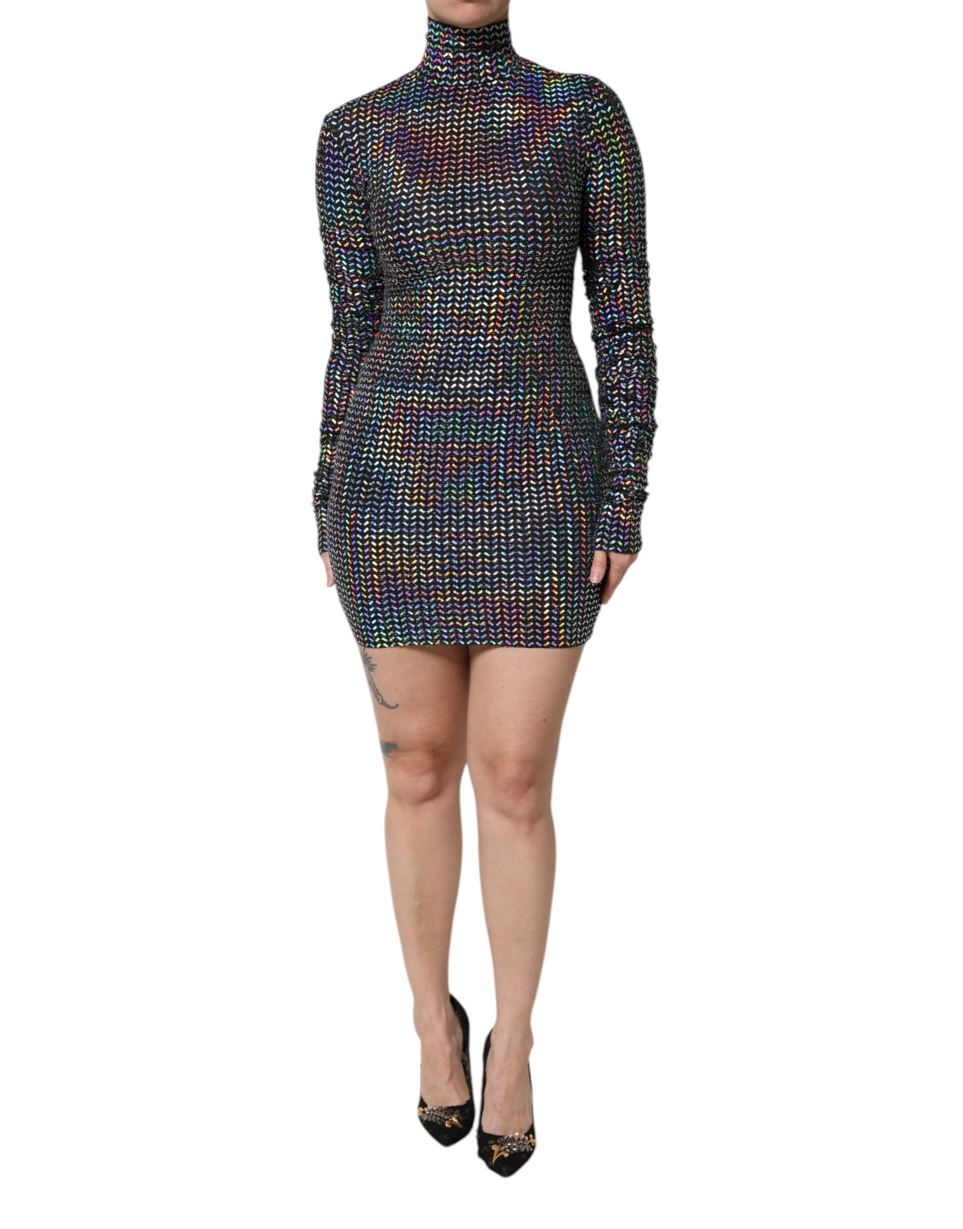 Mini-robe moulante Dolce & Gabbana en nylon noir orné