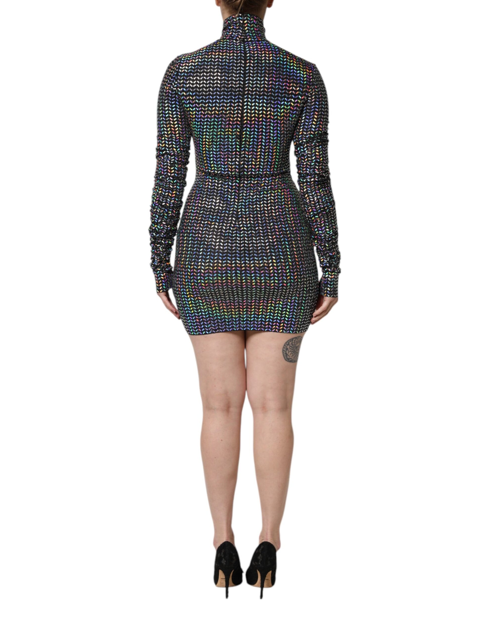 Mini-robe moulante Dolce & Gabbana en nylon noir orné