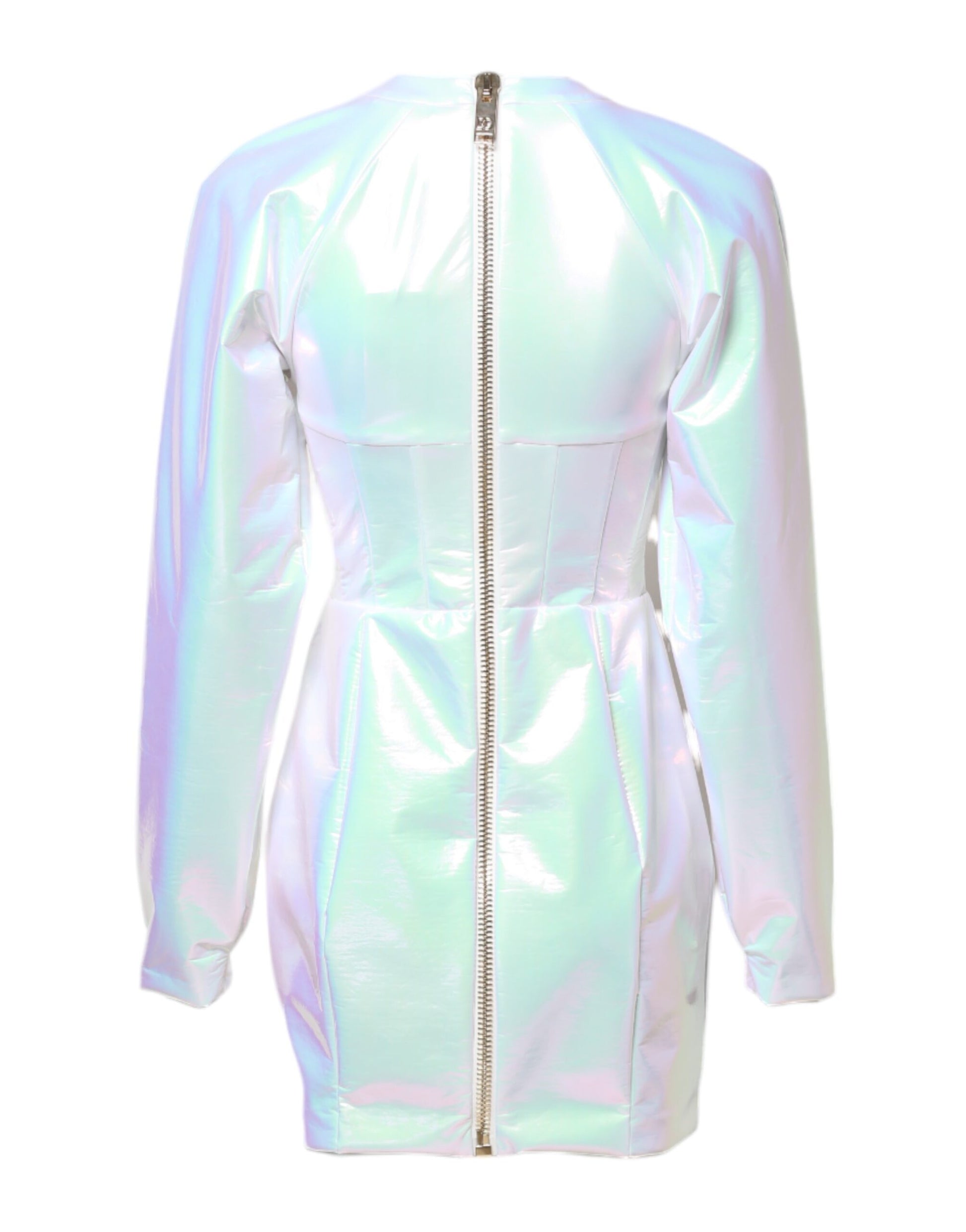 Dolce & Gabbana Robe Courte Fourreau Cintrée Manches Longues Blanc