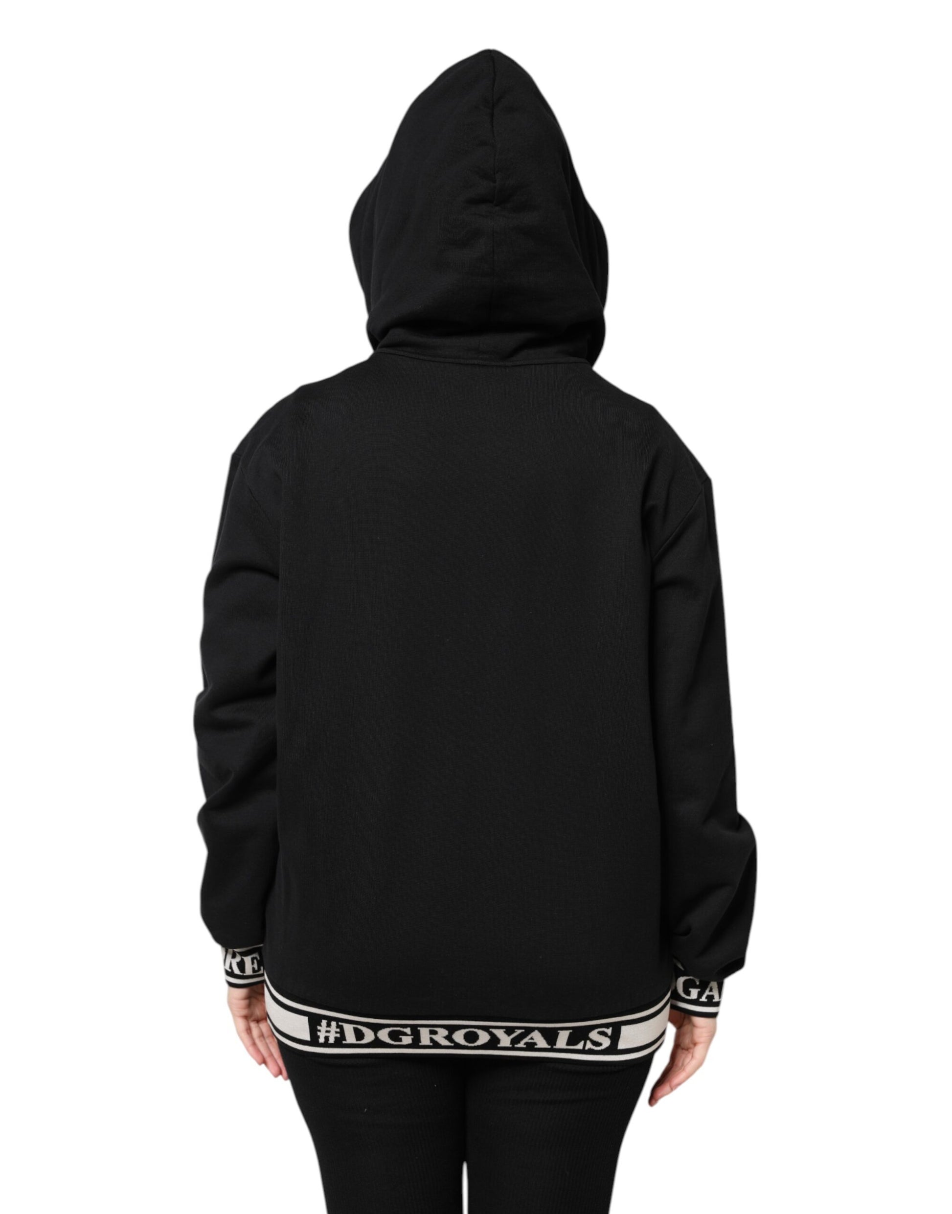 Sweat-shirt Dolce & Gabbana en coton noir à capuche et zip intégral