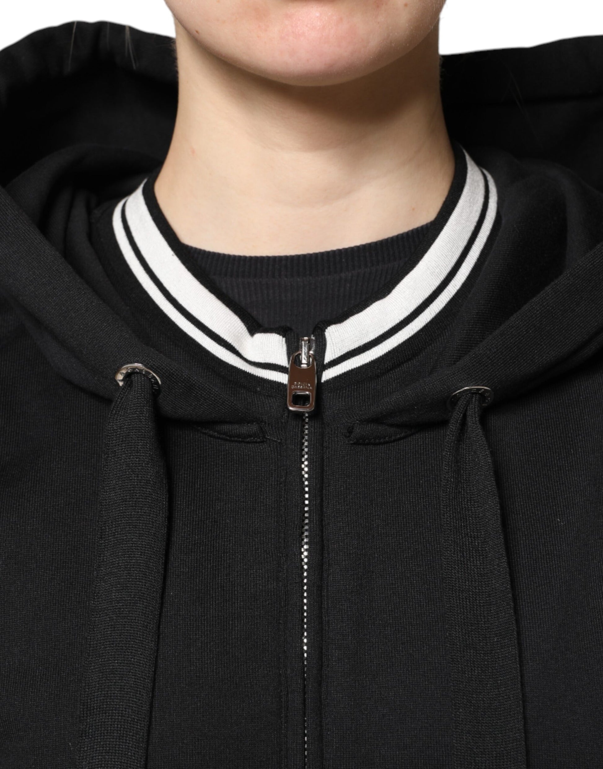 Sweat-shirt Dolce & Gabbana en coton noir à capuche et zip intégral