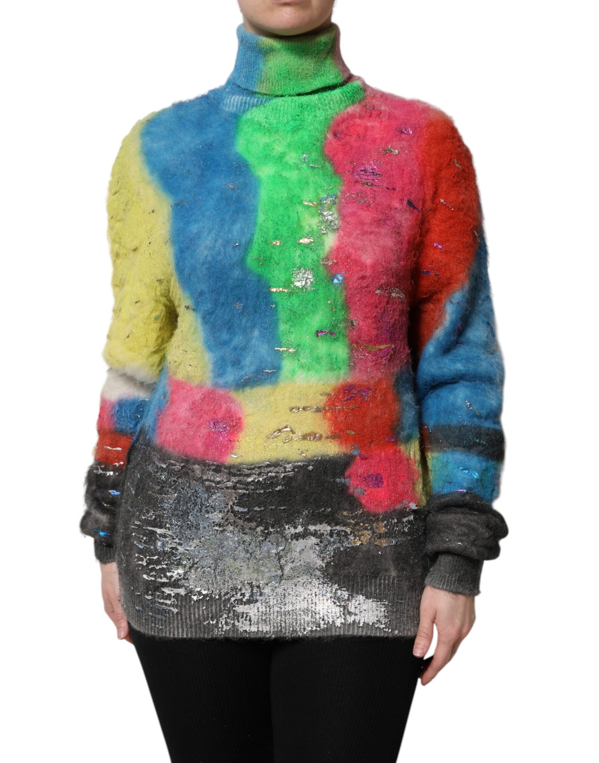 Pull col roulé en mohair multicolore Dolce & Gabbana