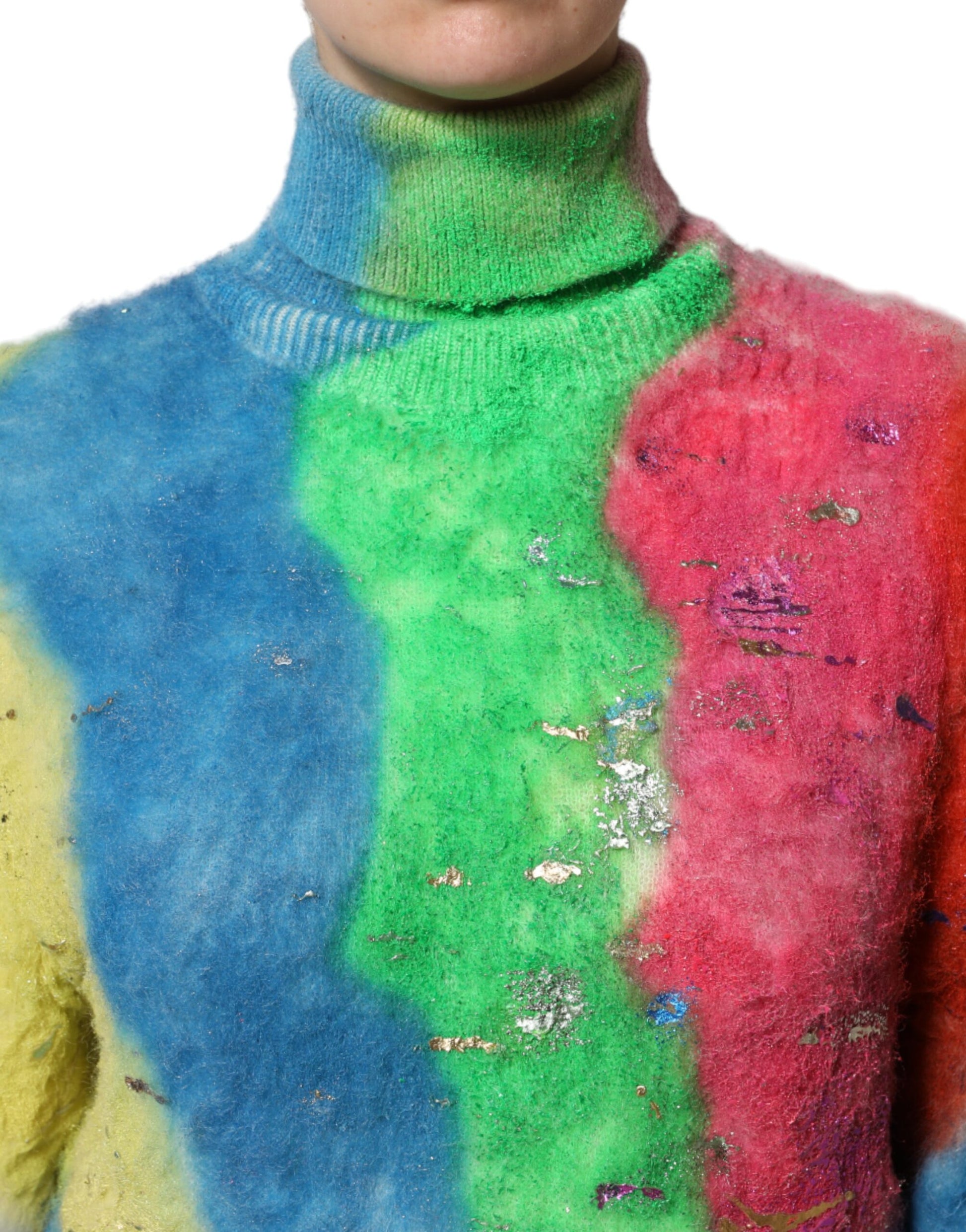 Pull col roulé en mohair multicolore Dolce & Gabbana