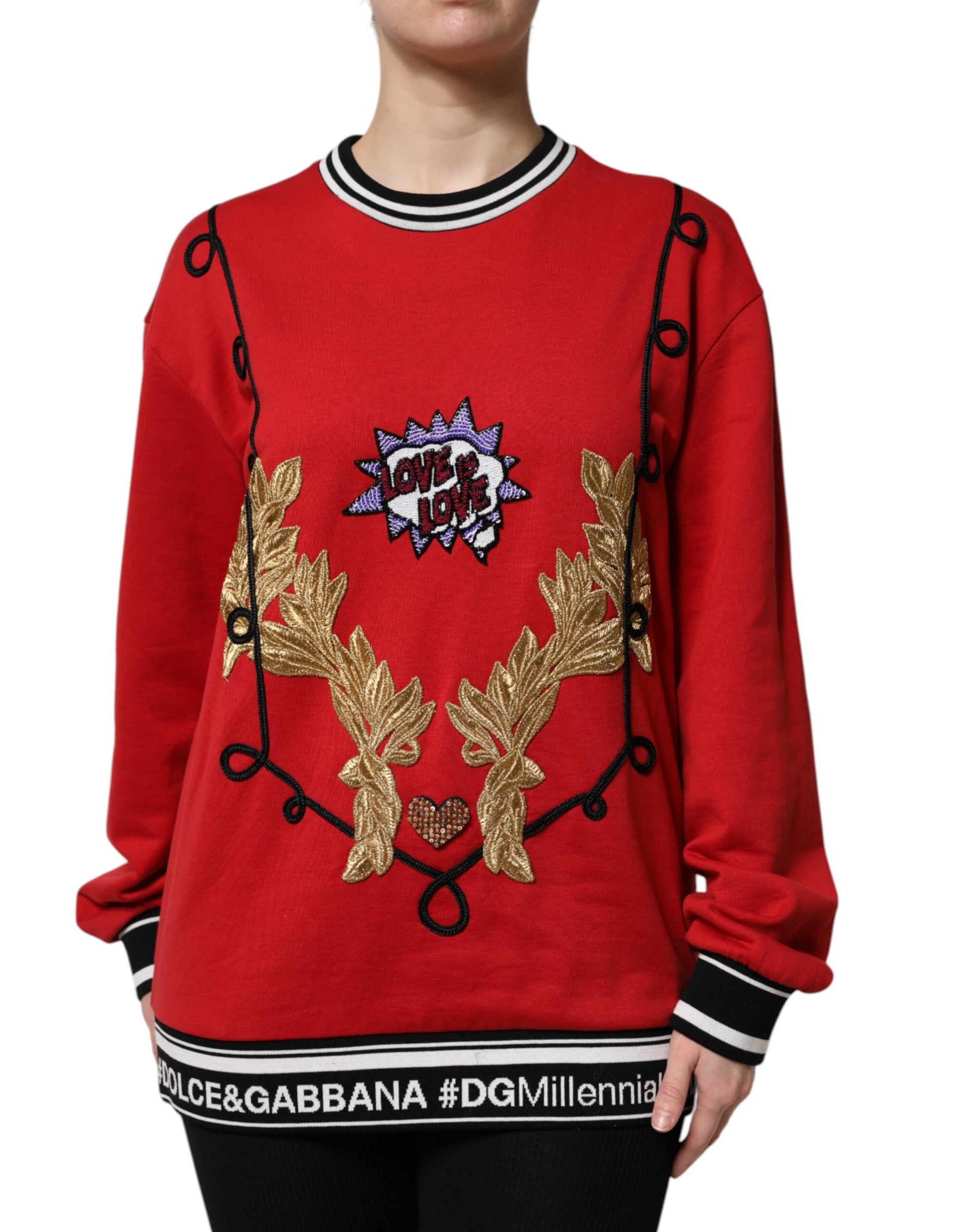 Pull en molleton Dolce & Gabbana rouge avec sequins "Queen"