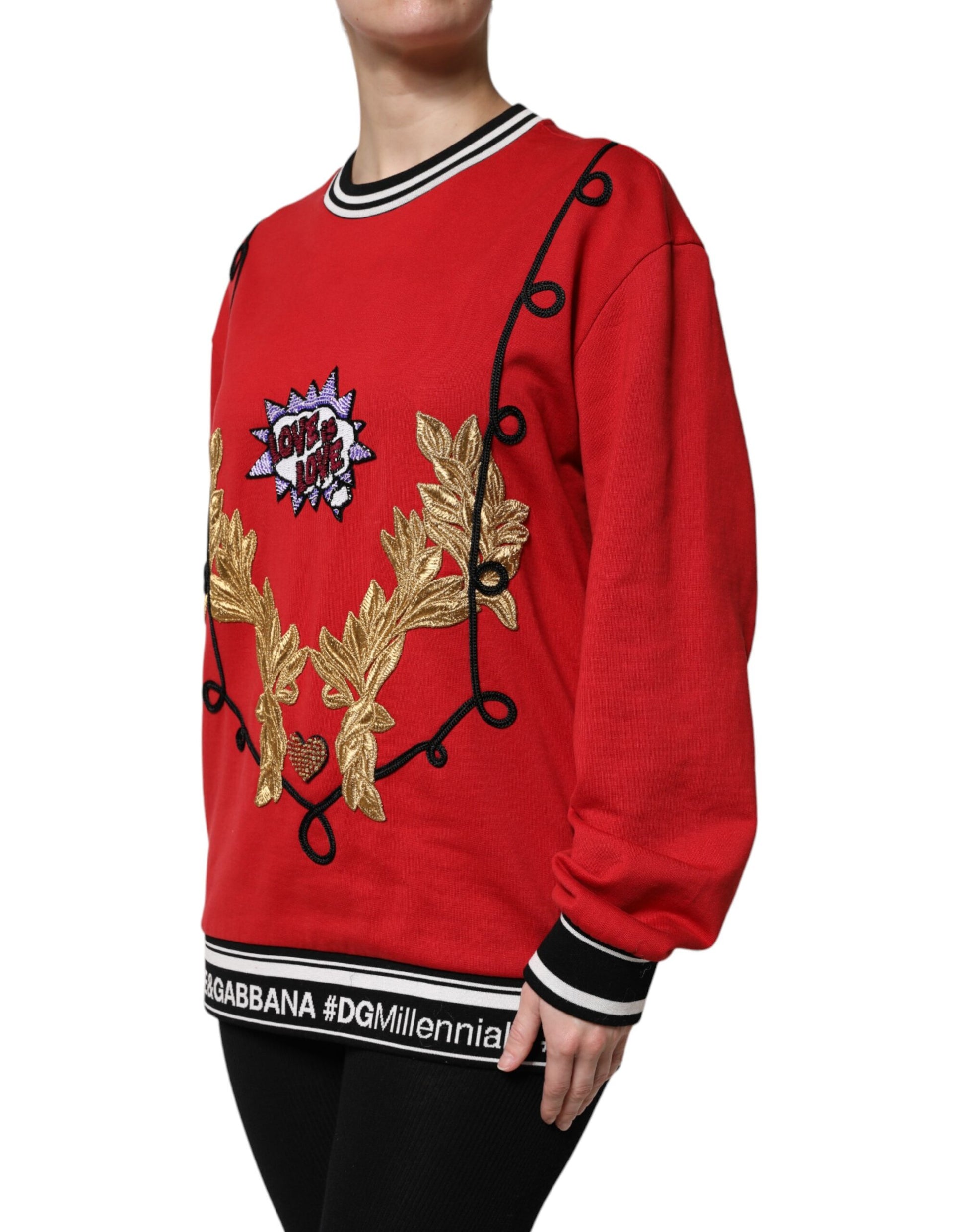 Pull en molleton Dolce & Gabbana rouge avec sequins "Queen"