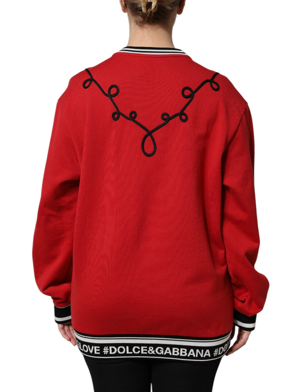 Pull en molleton Dolce & Gabbana rouge avec sequins "Queen"