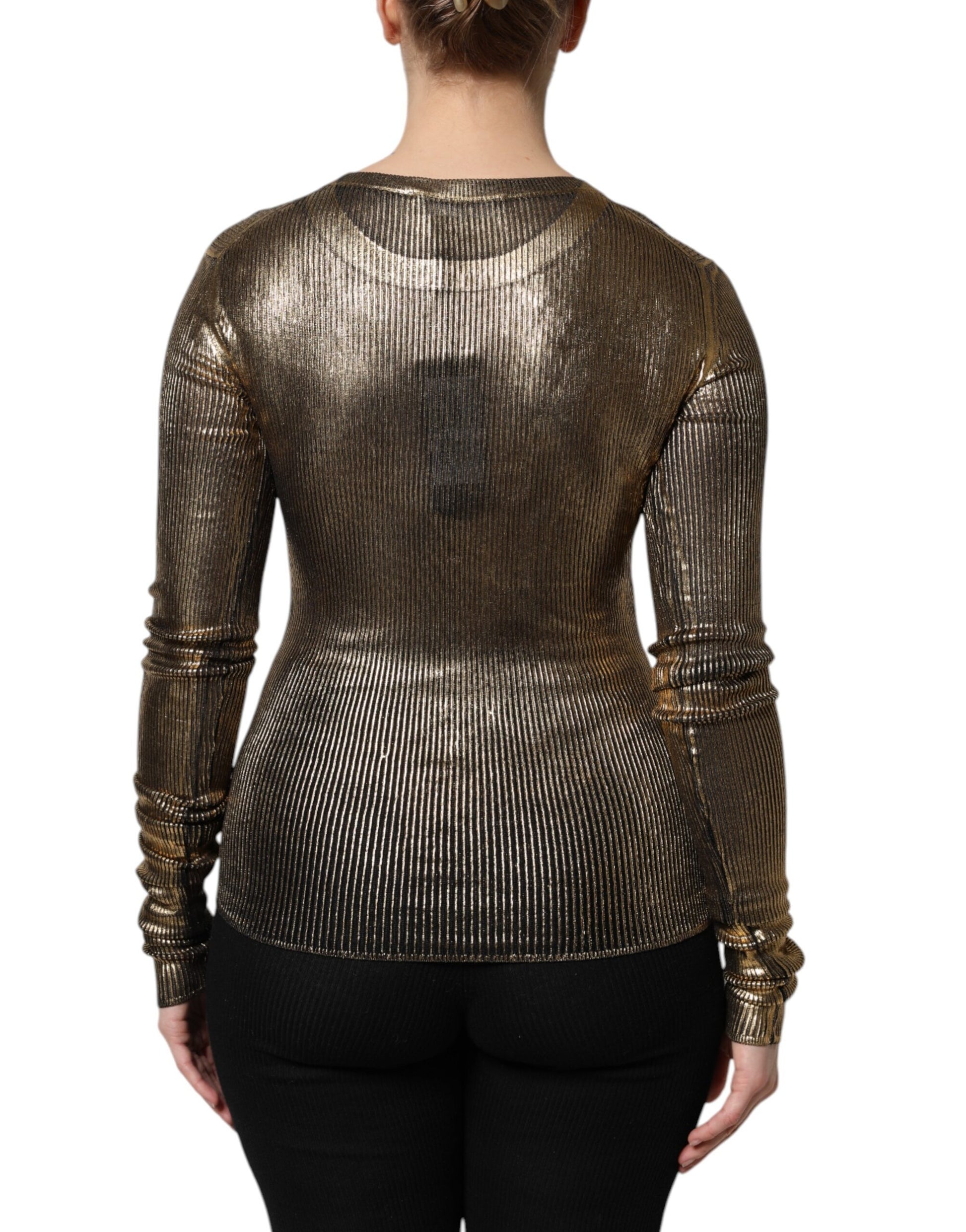 Haut pull Dolce & Gabbana col rond à manches longues doré