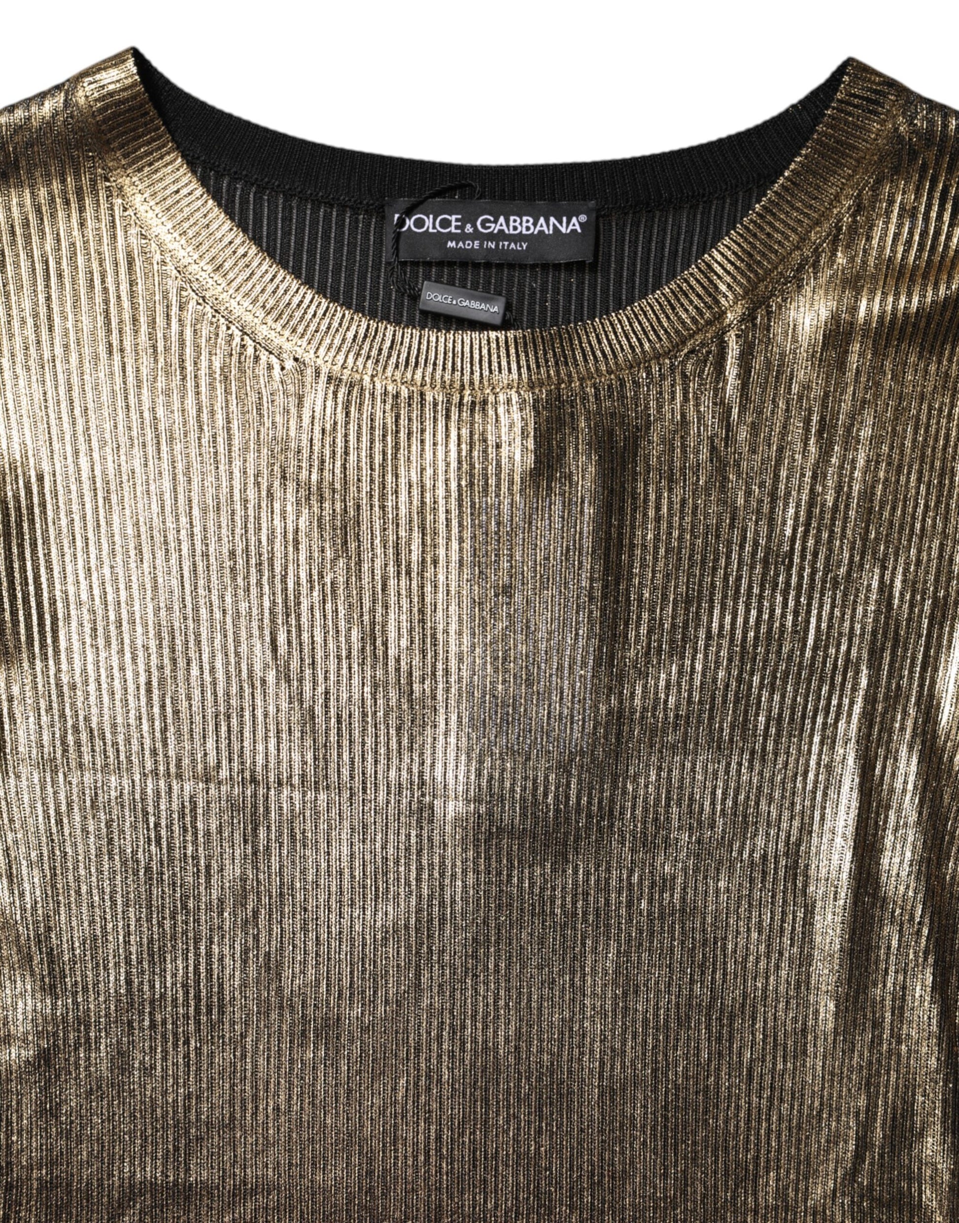 Haut pull Dolce & Gabbana col rond à manches longues doré