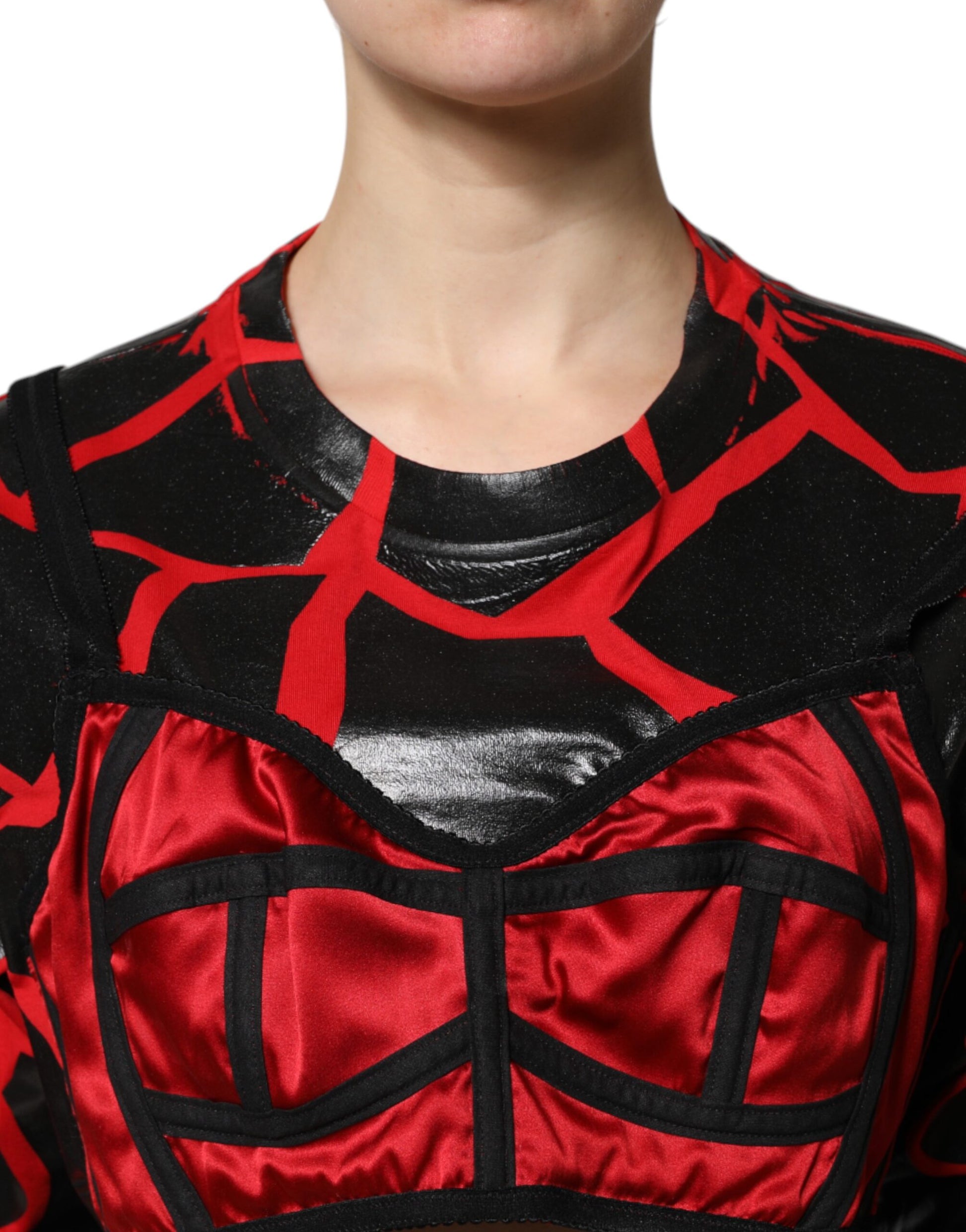Top court bustier Dolce & Gabbana en coton rouge et noir