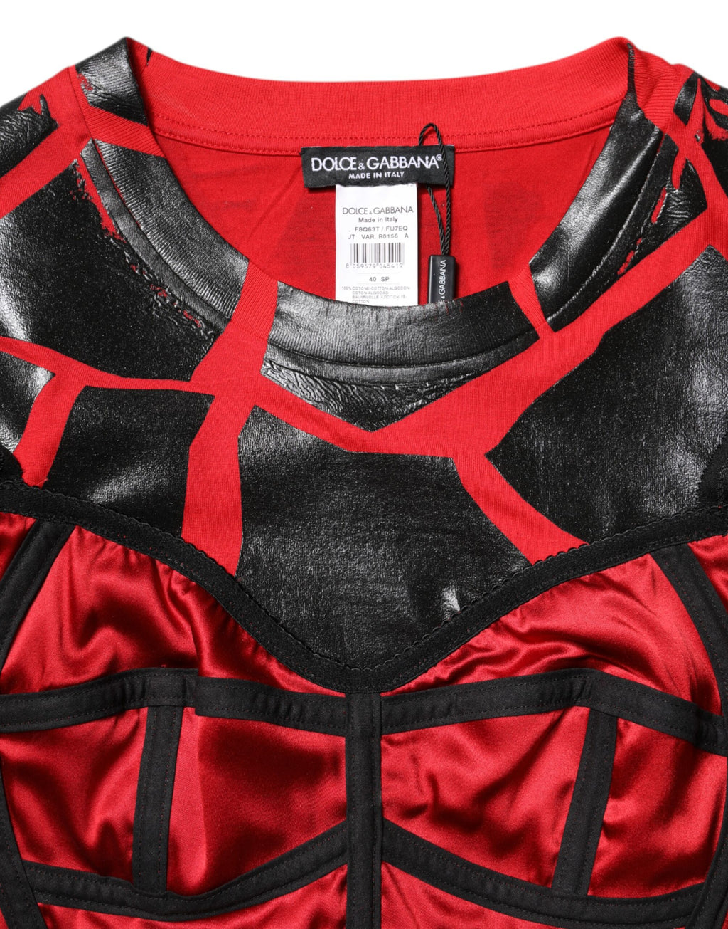 Top court bustier Dolce & Gabbana en coton rouge et noir