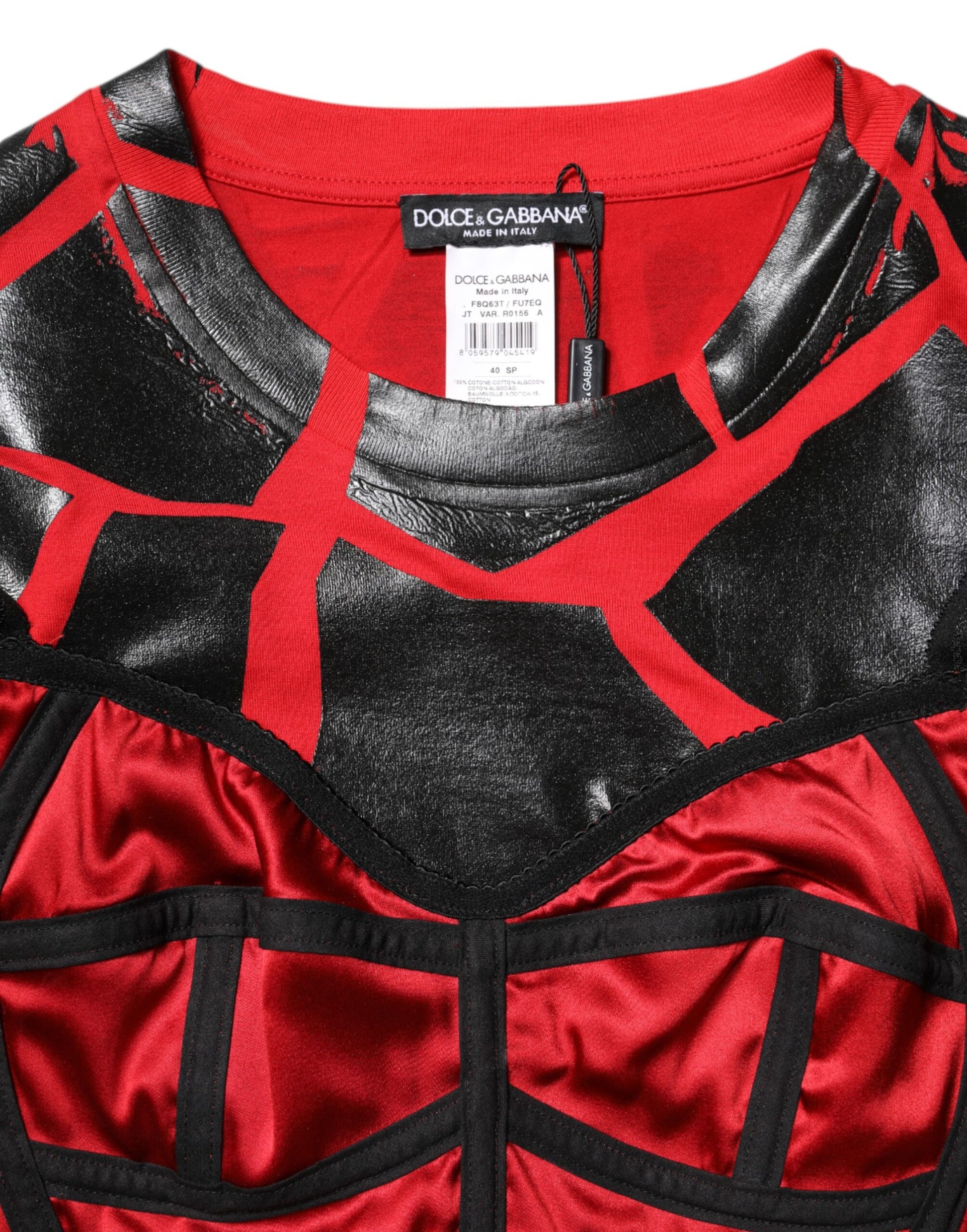 Top court bustier Dolce & Gabbana en coton rouge et noir