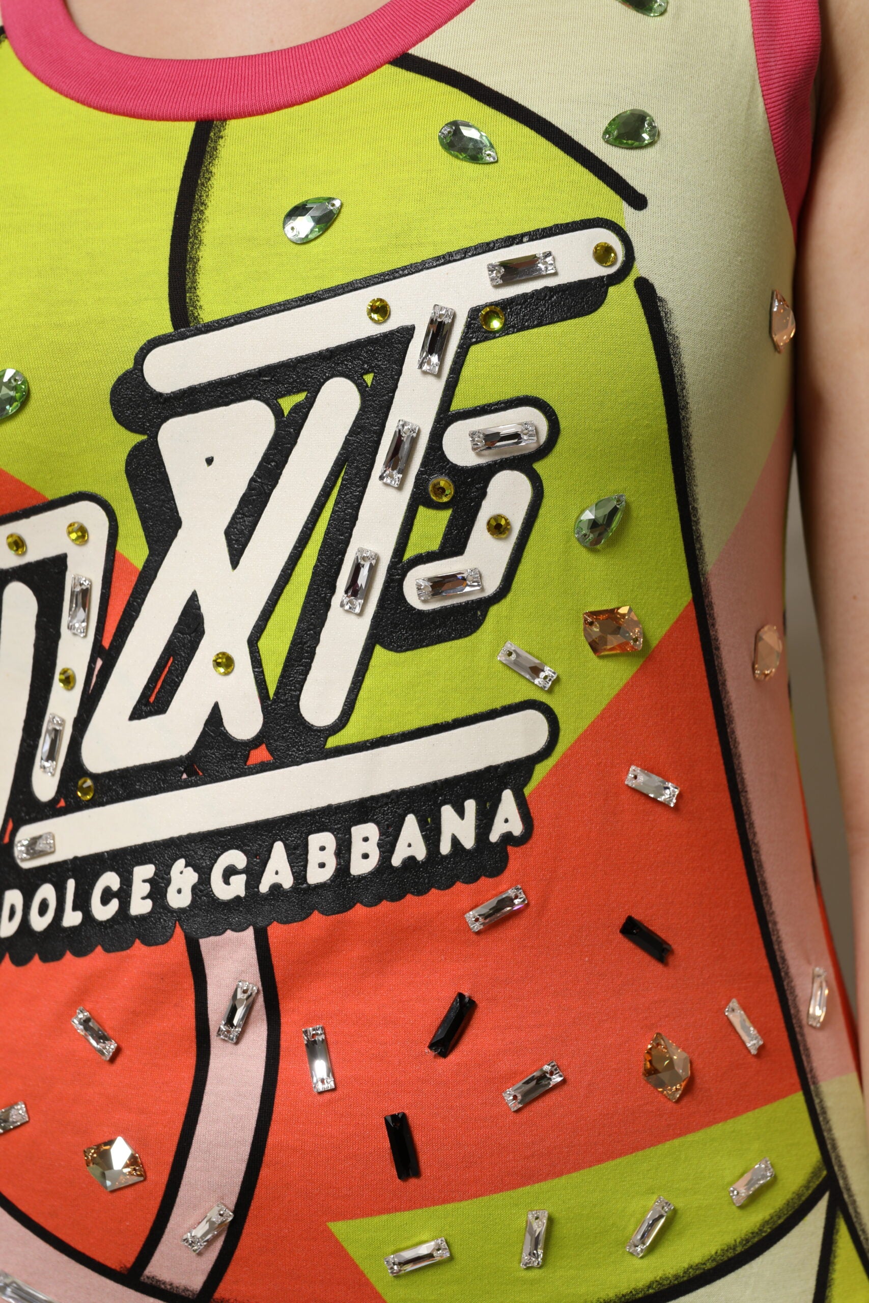 Top Dolce & Gabbana multicolore à imprimé et ornements en cristal