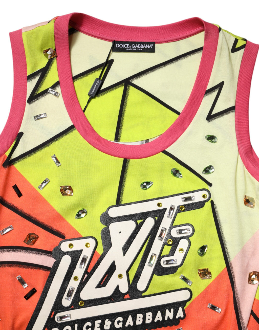 Top Dolce & Gabbana multicolore à imprimé et ornements en cristal