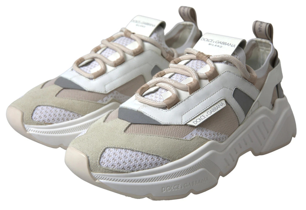 Baskets Dolce & Gabbana Blanches Beiges en Cuir Sport DAYMASTER