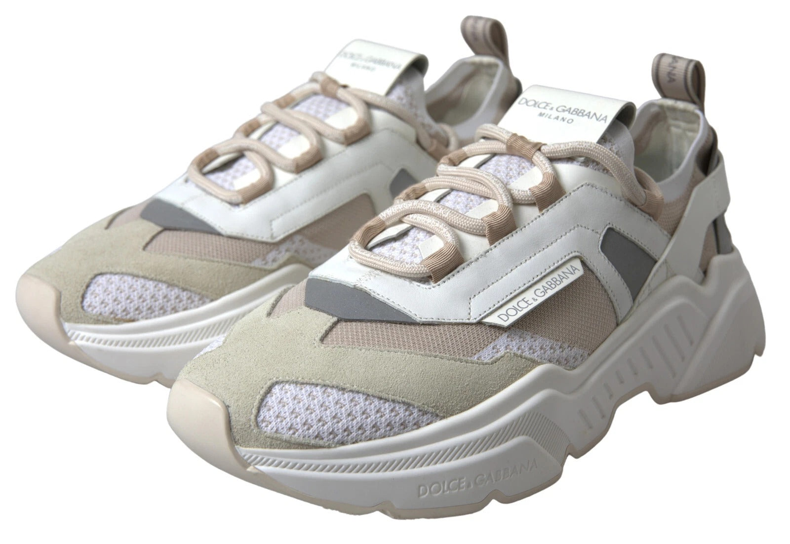 Baskets Dolce & Gabbana Blanches Beiges en Cuir Sport DAYMASTER