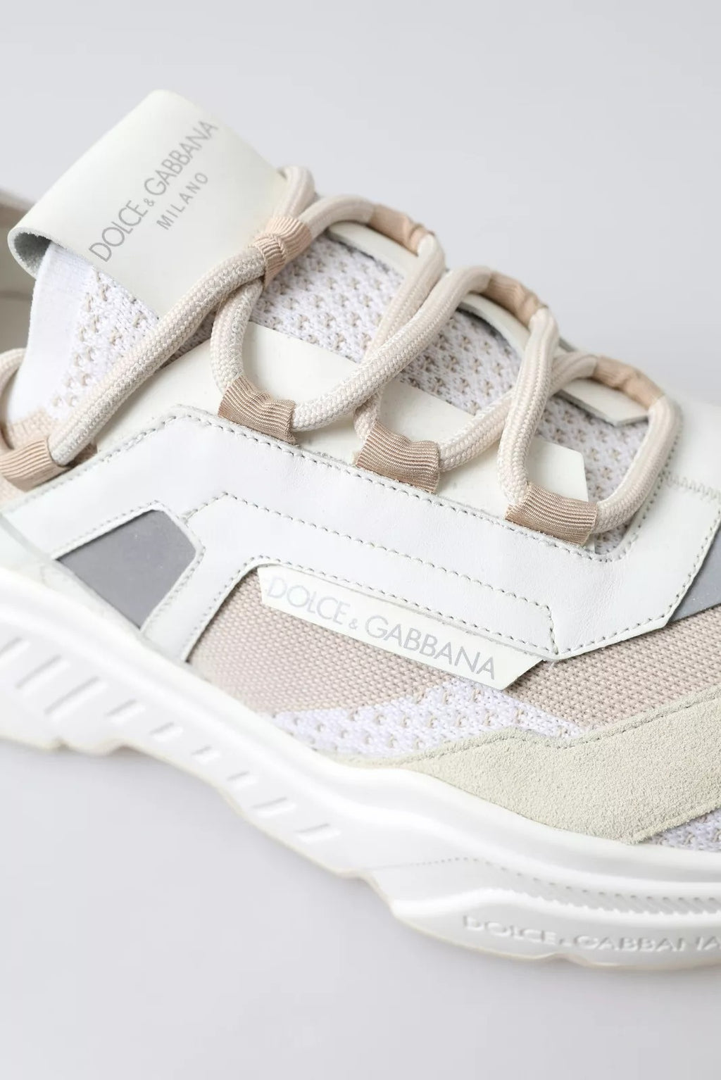 Baskets Dolce & Gabbana Blanches Beiges en Cuir Sport DAYMASTER
