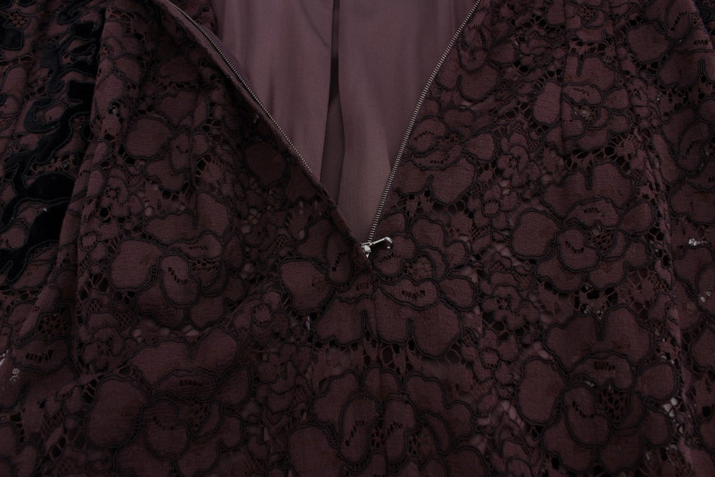 Robe longue Dolce & Gabbana en dentelle florale violette Ricamo
