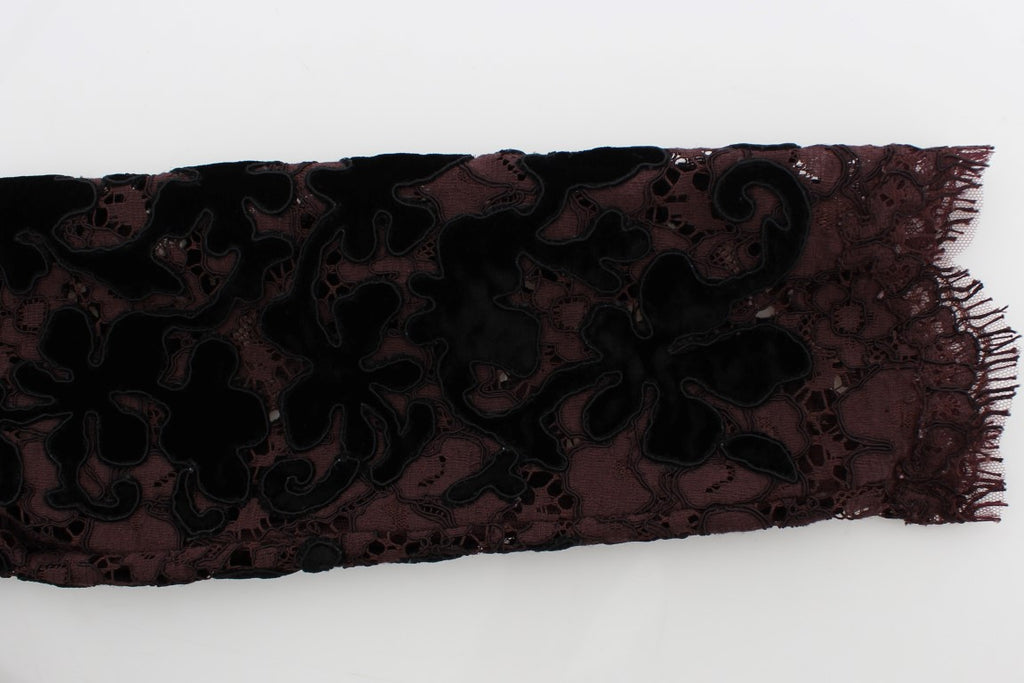 Robe longue Dolce & Gabbana en dentelle florale violette Ricamo