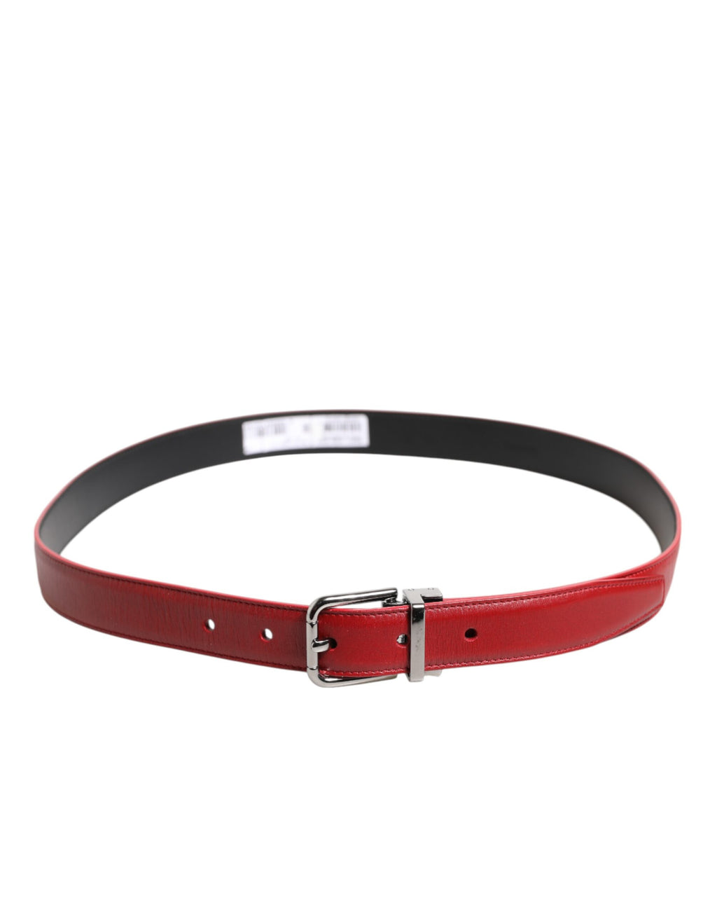 Ceinture Dolce & Gabbana en cuir rouge et boucle en métal argenté