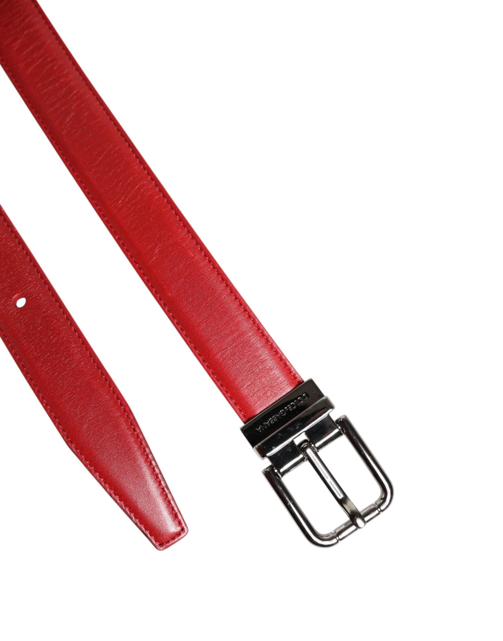 Ceinture Dolce & Gabbana en cuir rouge et boucle en métal argenté