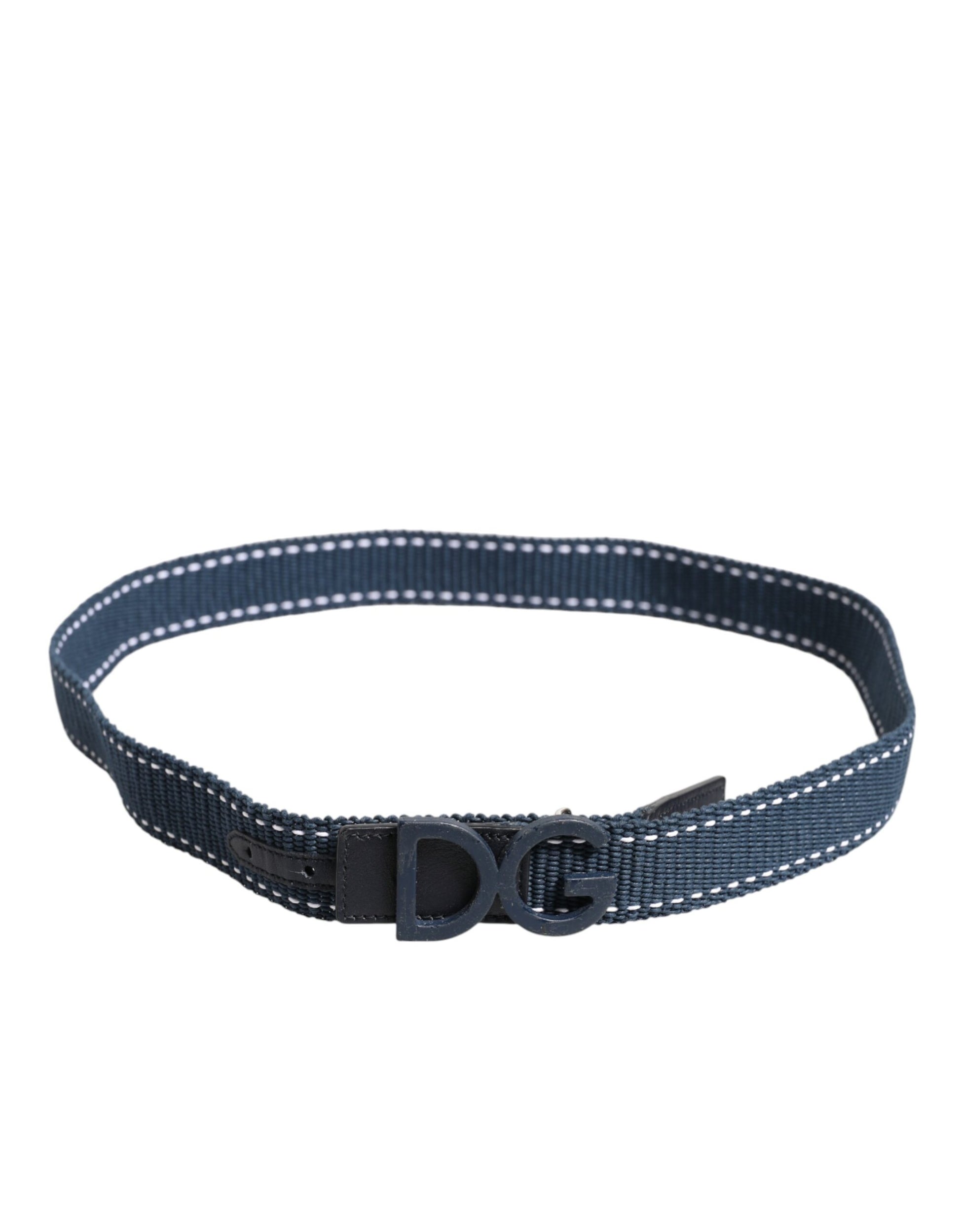 Ceinture Dolce & Gabbana en coton bleu et cuir avec boucle ardillon en métal logo DG