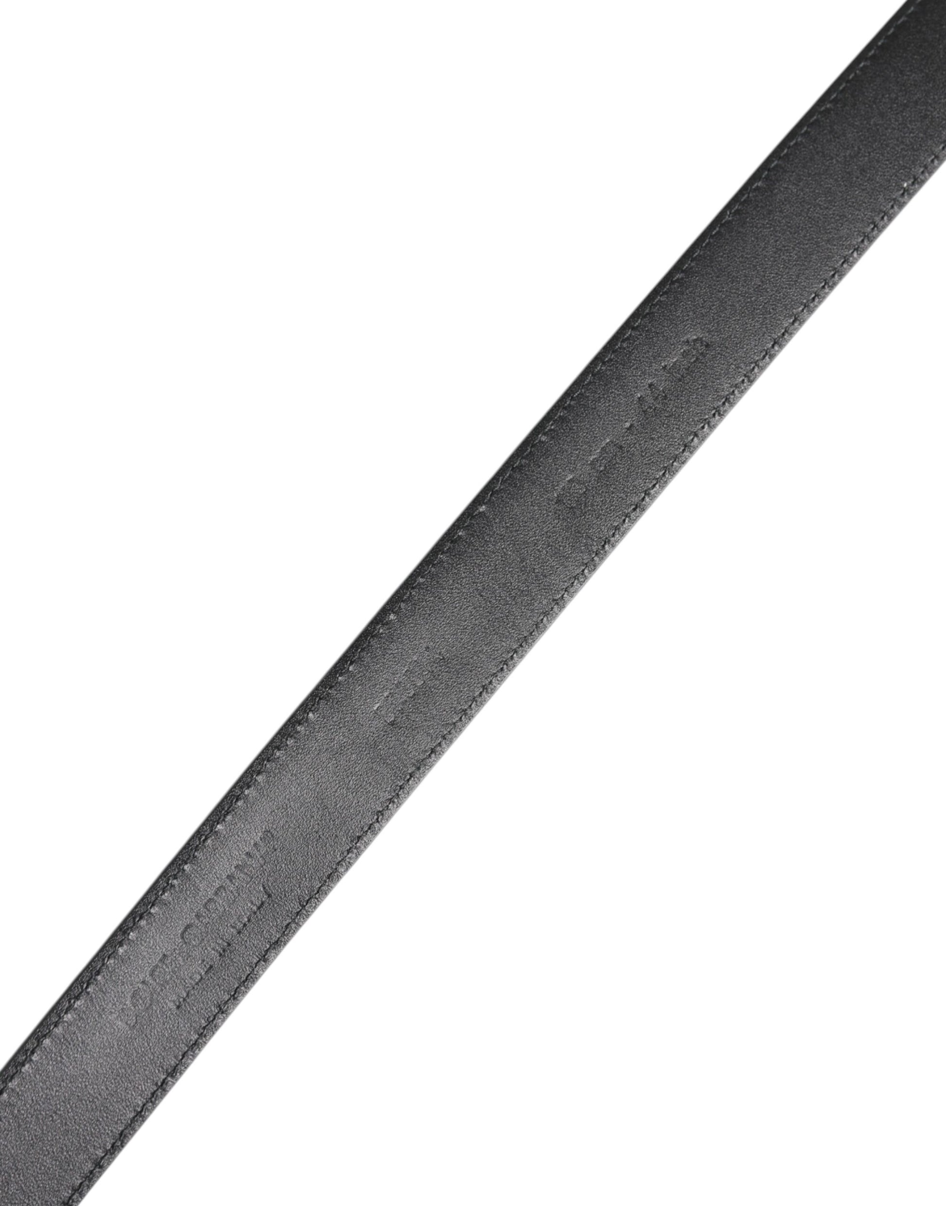 Ceinture Dolce & Gabbana en cuir de veau noir avec boucle métallique classique