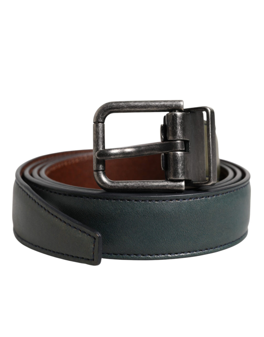 Ceinture Dolce & Gabbana verte en cuir classique à boucle ardillon métallique