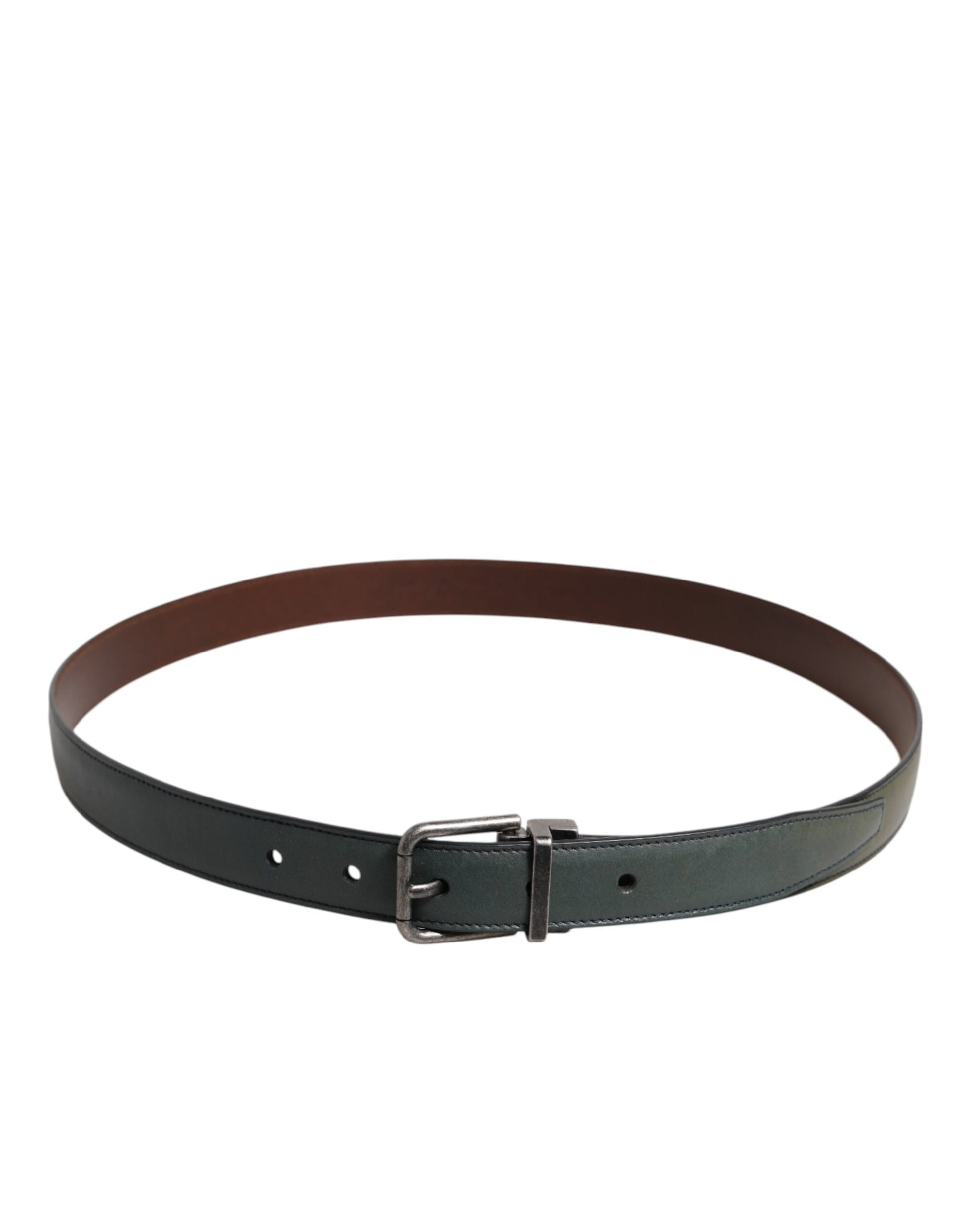 Ceinture Dolce & Gabbana verte en cuir classique à boucle ardillon métallique