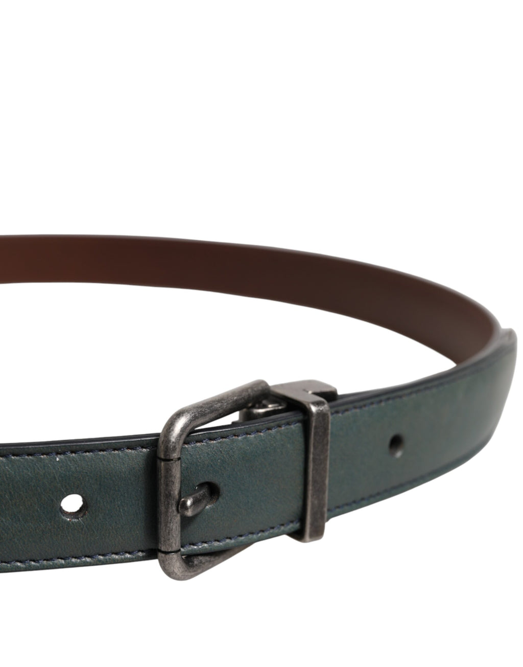 Ceinture Dolce & Gabbana verte en cuir classique à boucle ardillon métallique