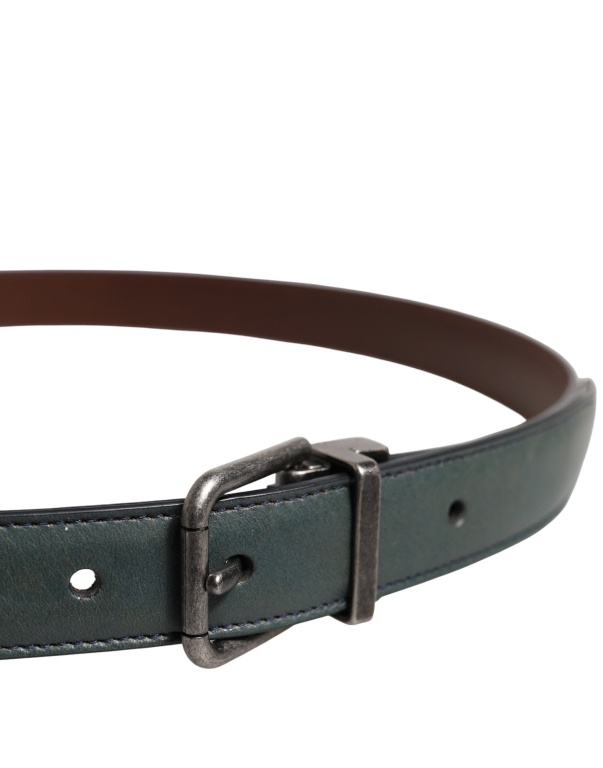 Ceinture Dolce & Gabbana verte en cuir classique à boucle ardillon métallique