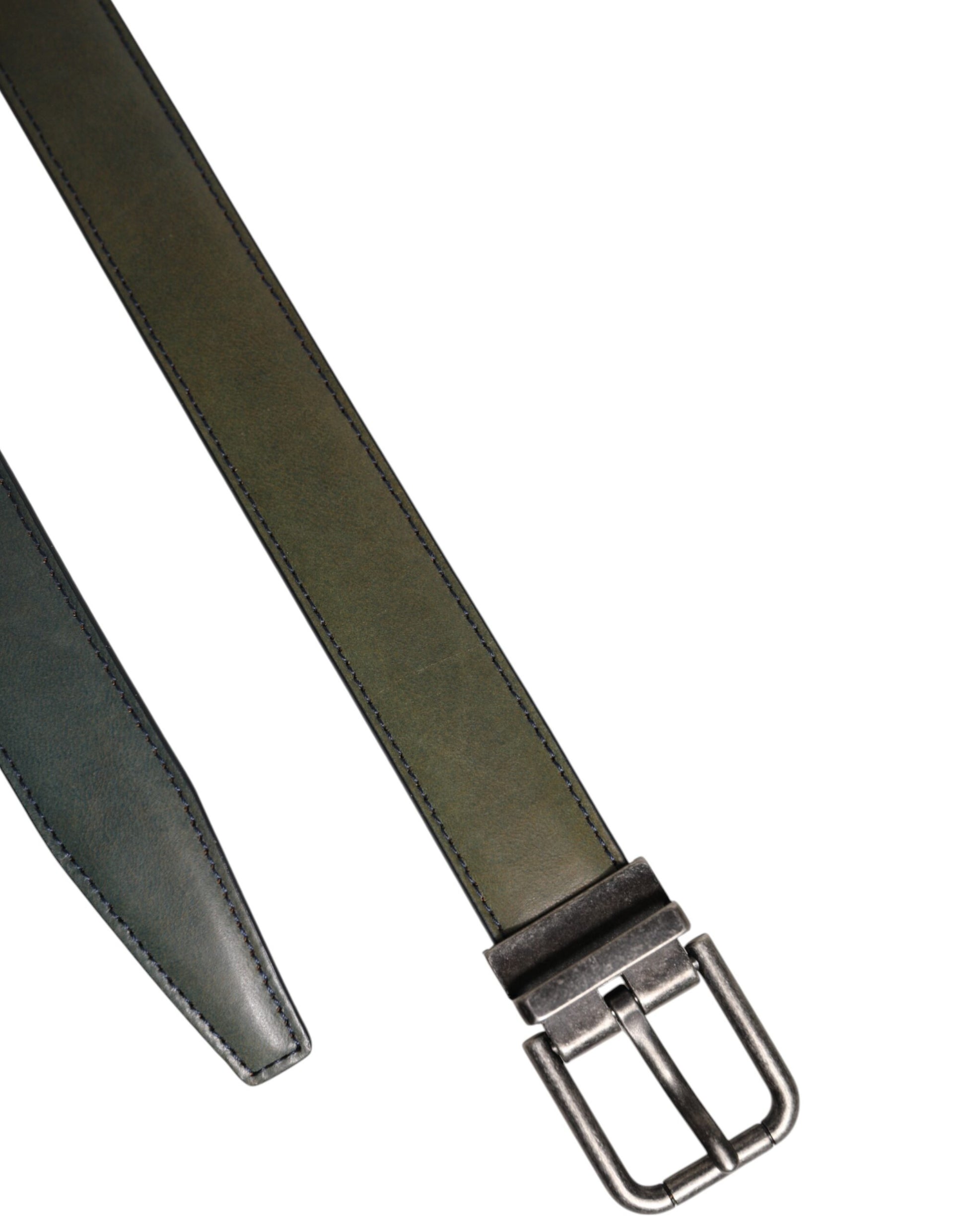 Ceinture Dolce & Gabbana verte en cuir classique à boucle ardillon métallique